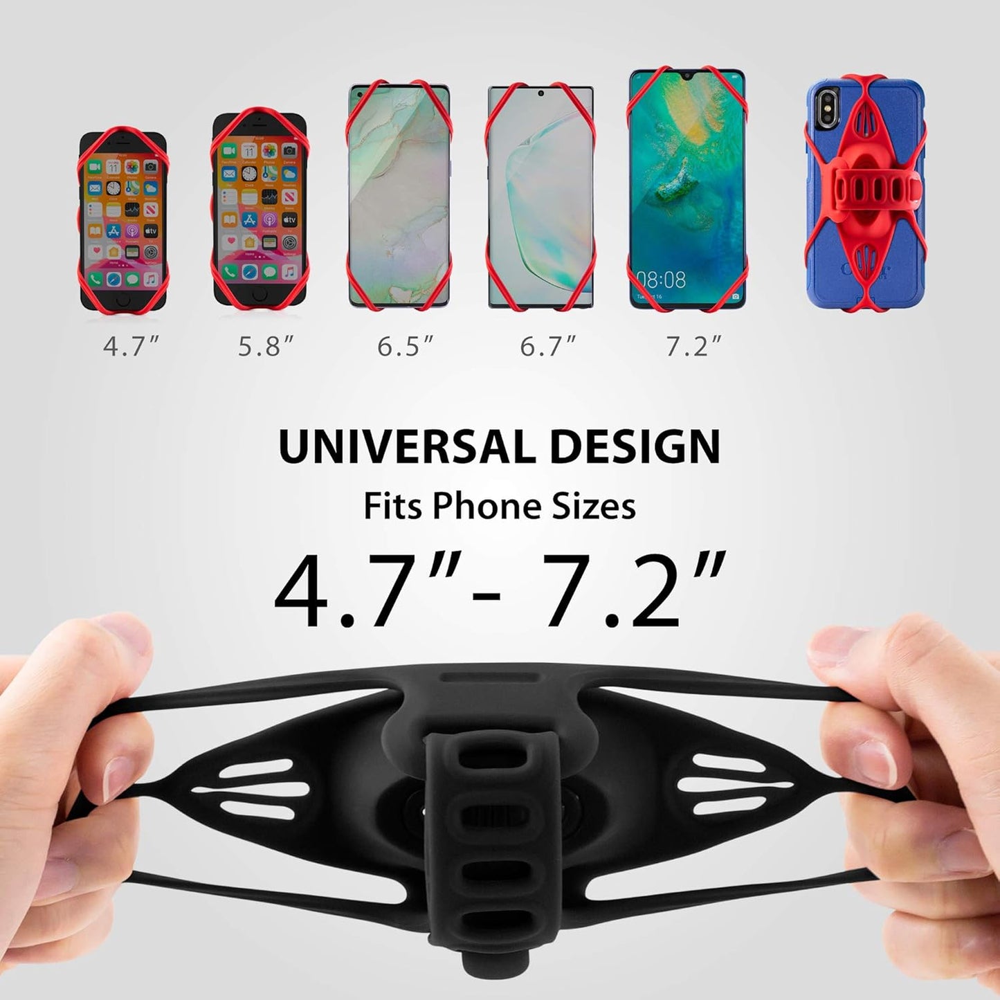 BONE】 Bike Tie Pro 4 Bike Phone Mount Bicycle Phone Holder for Stem Mounting 4.7"-7.2" Cell Phones, Ultra Light Phone Mount for Bike Motorcycle, Designed for Road Bicycle Accessories - Luminous