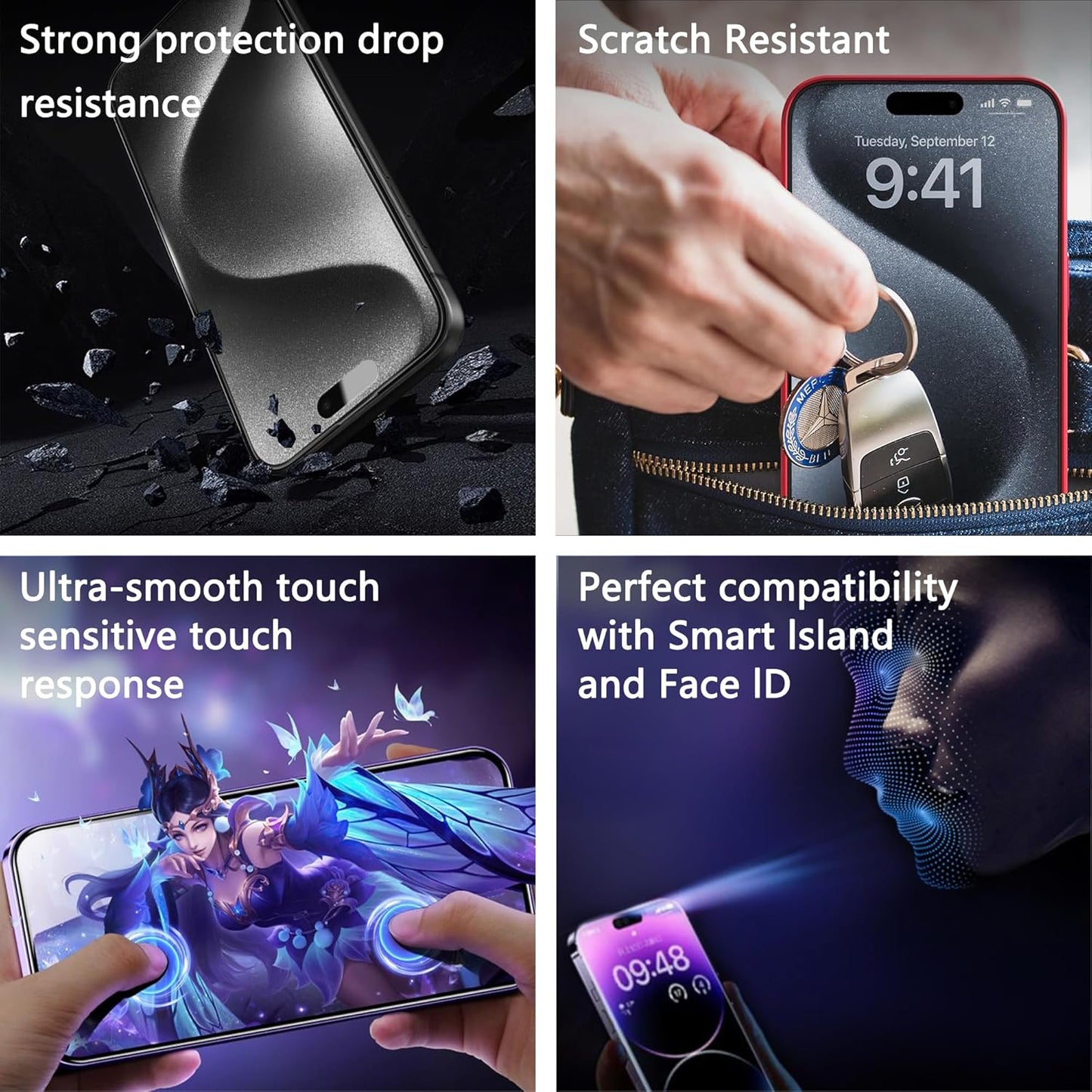 (2-Pack Anti Blue Light Matte Screen Protector for iPhone 11 Pro Max/XS Max (6.5-Inch),9H Tempered Glass,Anti-Glare,Full Coverage,Anti-Fingerprint,Auto Dust Removal,Bubble-Free