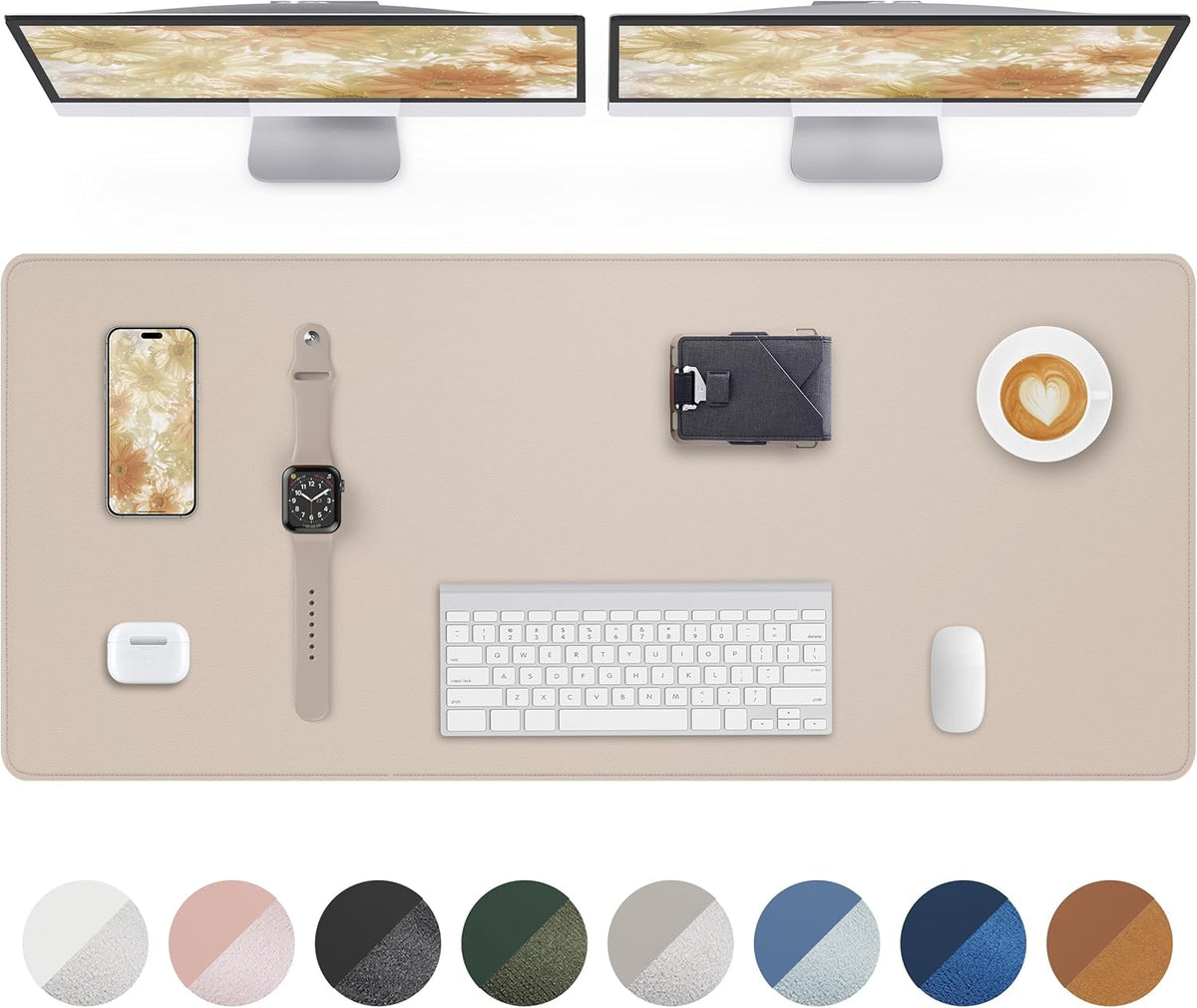 Extra Large Desk Mat - 63"x 17" Non-Slip Desk Pad for Office and Home - Ideal for Large Mouse Pad and Desk Mats on Top of Desks(Beige)