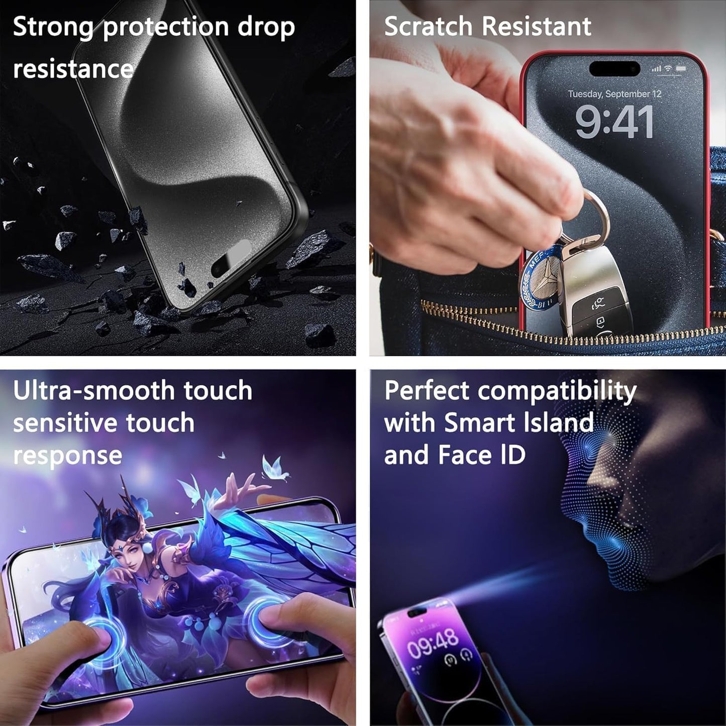 Matte Screen Protector for iPhone 17 Pro 6.3-Inch, Auto Dust Removal, 9H Tempered Glass, Full Cover, Anti-Fingerprint, Easy Installation, 2 Pack