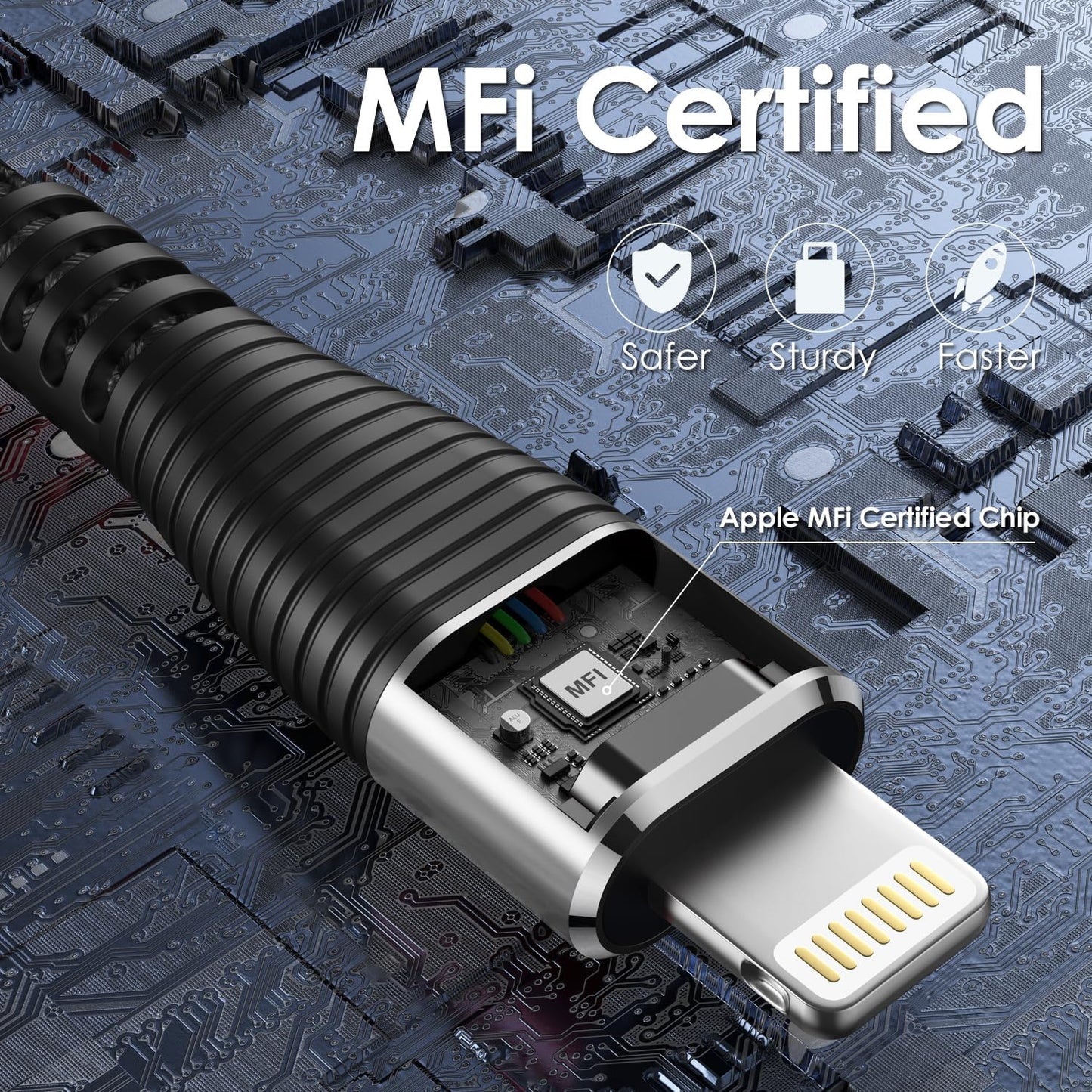 USB C iPhone Charger 10FT 2Pack, [Apple MFi Certified] Long USB C to Lightning Cable Braided Type C Fast Charging Cord for iPhone 14 13 12 11 8 7 6 6s XR/XS/SE/X, iPad - Black