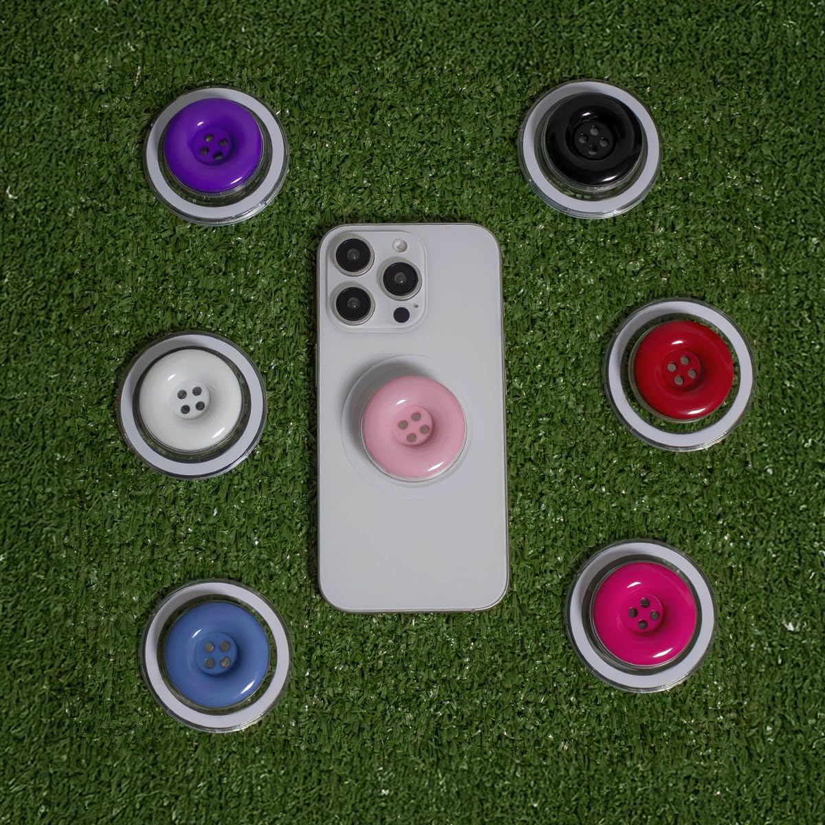 Solid Color Button Phone Grip – Minimalist Design, Durable and Lightweight, Grip and Stand for Smartphones (White, Magnetic Type)