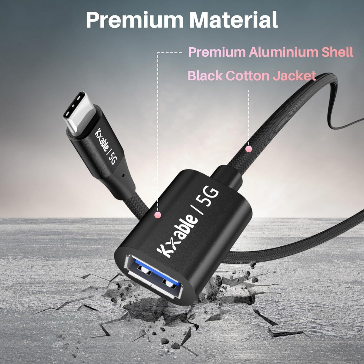 USB C to USB Female Cable 3FT, Type-C Male to USB A 3.1 Female OTG Cable, 5Gbps Data Transfer, Compatible with MacBook Pro/Air, iPhone 16 Pro Max/16 Plus/16/15 Series, Galaxy S24/S23/S22/S21 and More