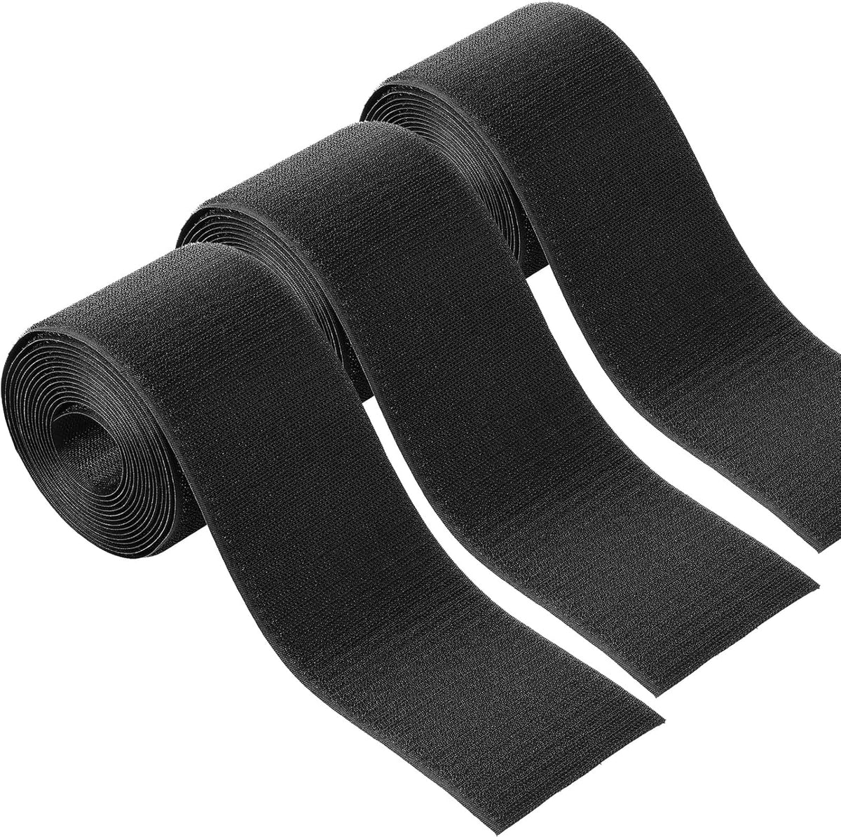 WILLBOND 4 Pack 10 ft x 3 Inch Cable Floor Strip Cable Cover Cords Carpet Protector Management Hook and Loop Tape for Wires on Floor Cords and Prevent a Trip Hazard (Black)