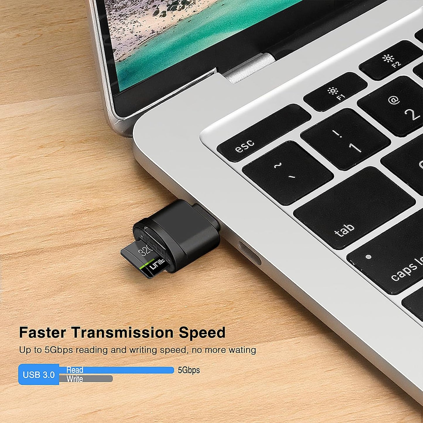 leizhan Type C Micro SD Card Reader with Keychain, USB C to Micro SD SDHC SDXC OTG Memory Reader, Type-C Card Reader Adapter Compatible for MacBook Windows Lixus Samsung Galaxy - Black