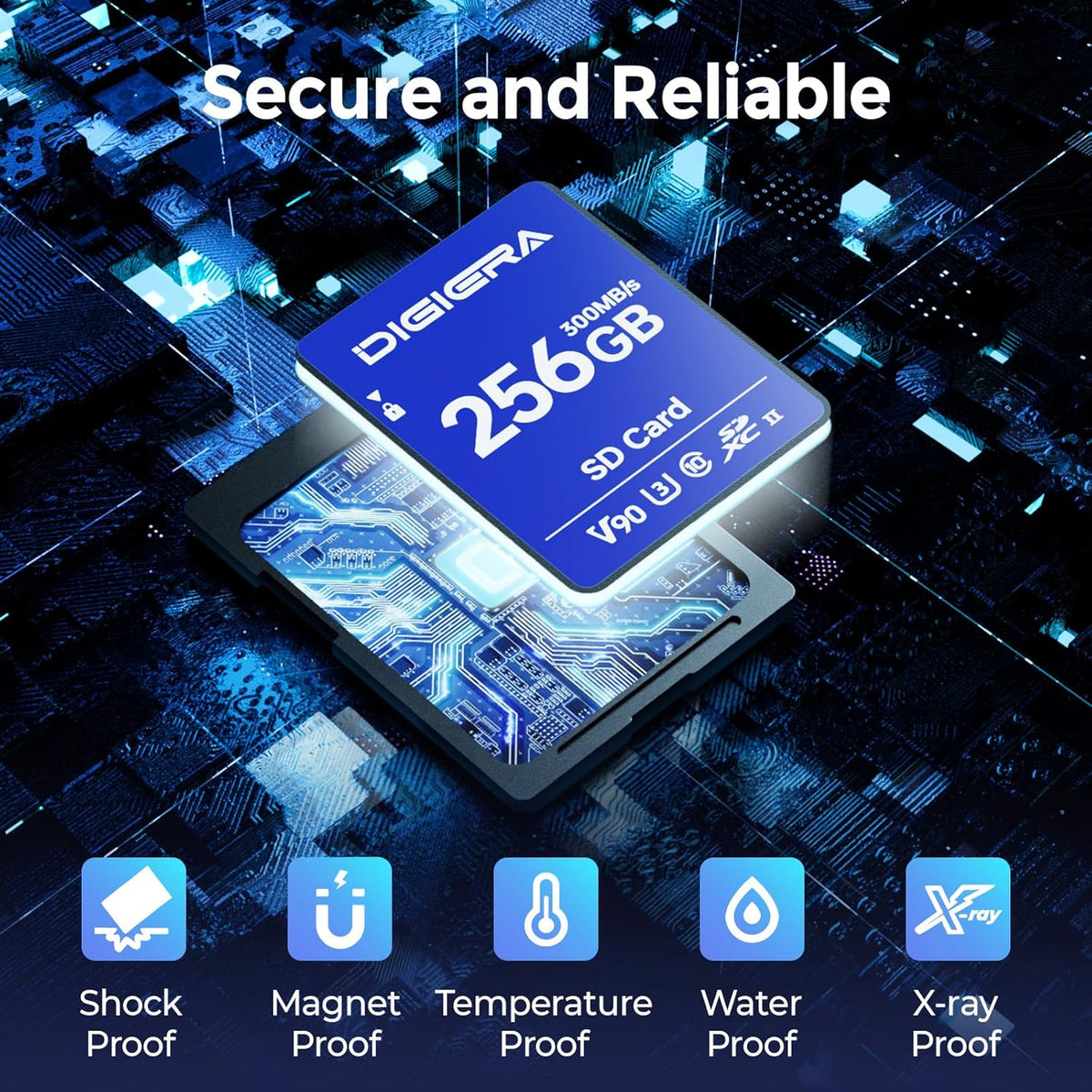 256GB LSU200 SDXC UHS-II Memory Card - up to 300MB/s, C10, U3, V90, 8K, SD Card for Computers, Digital Cameras, Home Theatre Devices, Car Navigation Systems (1 Pack)