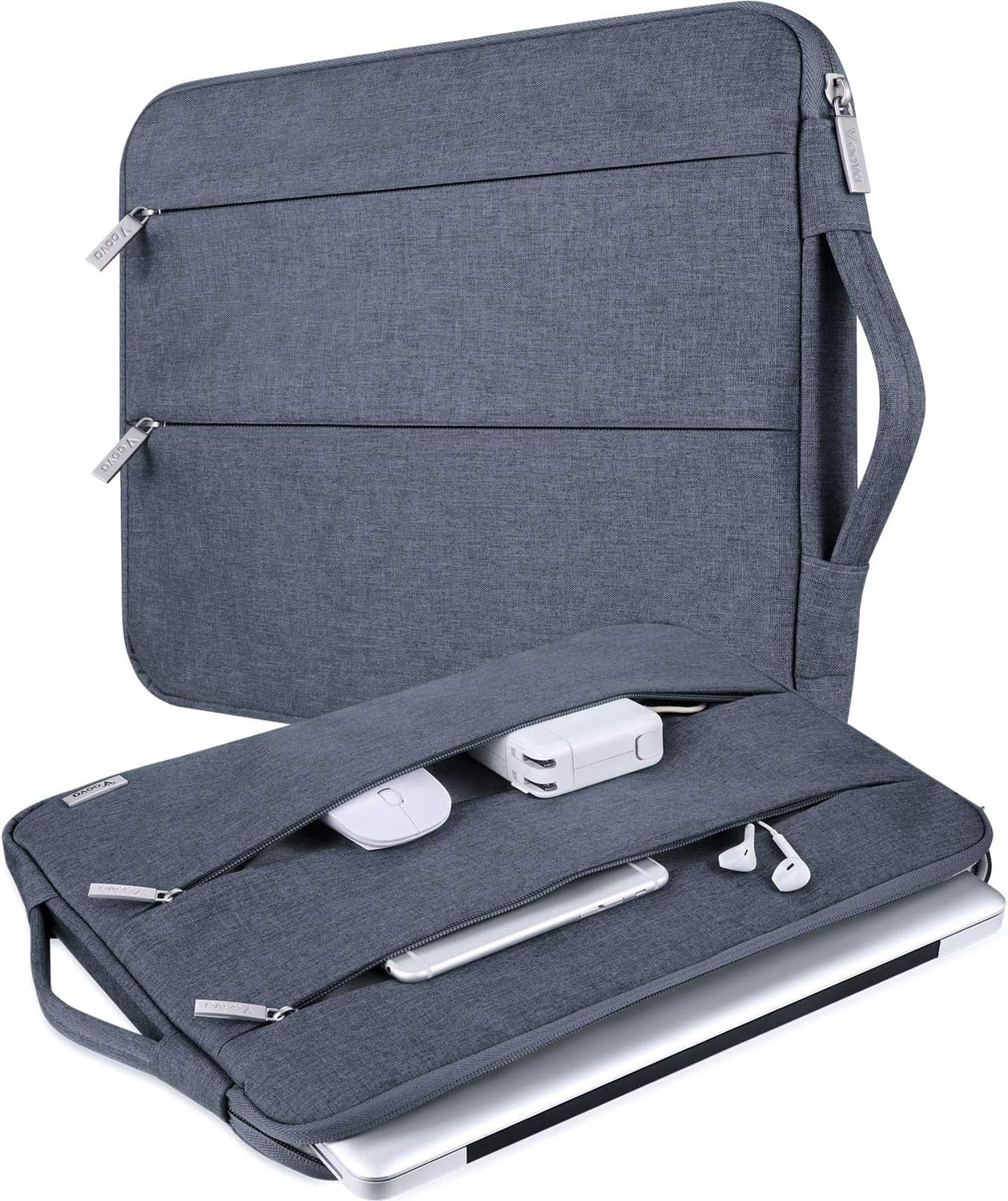 Voova Laptop Sleeve Carrying Case 15.6 16 Inch,Slim Computer Cover Bag Compatible with MacBook Pro 15/16, Dell xps 15,15-16 Inch HP Dell Asus Acer Laptop, Dark Grey