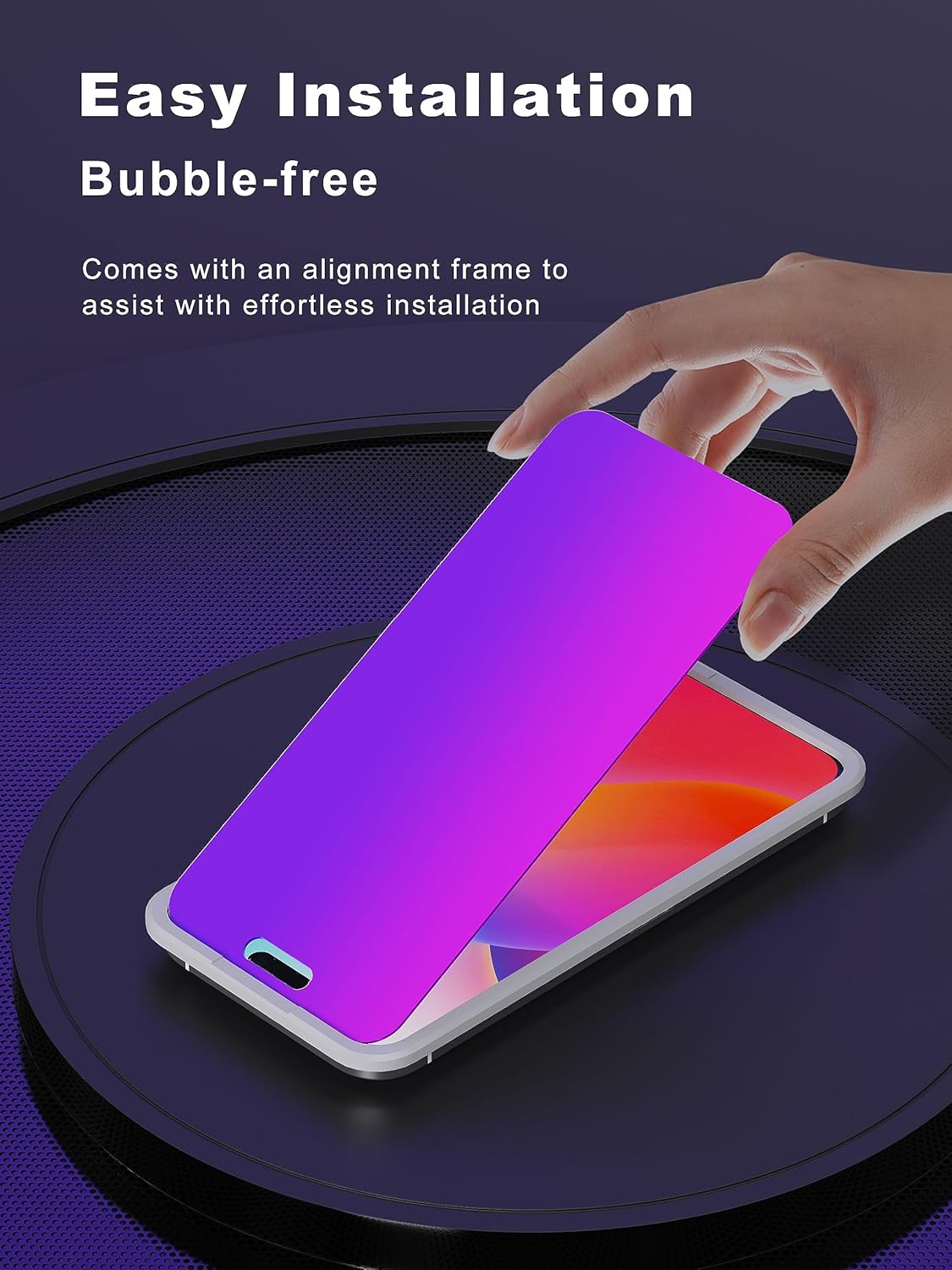 Compatible for iPhone 15 Pro Privacy Screen Protector 6.1 Inch, Purple Gradient Anti Spy Anti Blue Light HD Screen Protector Tempered Glass Easy Installation