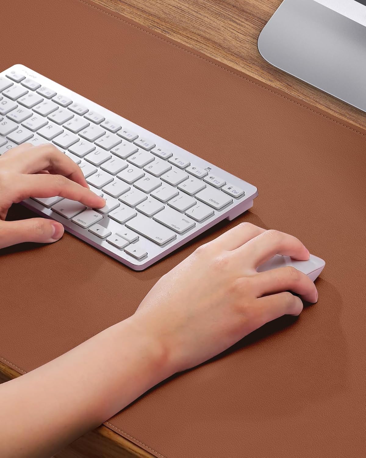 Non-Slip Desk Pad,Mouse Pad,Waterproof Leather Desk Table Protector,Non-Slip PU Leather Desk Blotter, Easy Clean Laptop Desk Writing Mat for Office Work/Home/Decor(Brown, 24" x 13.7")