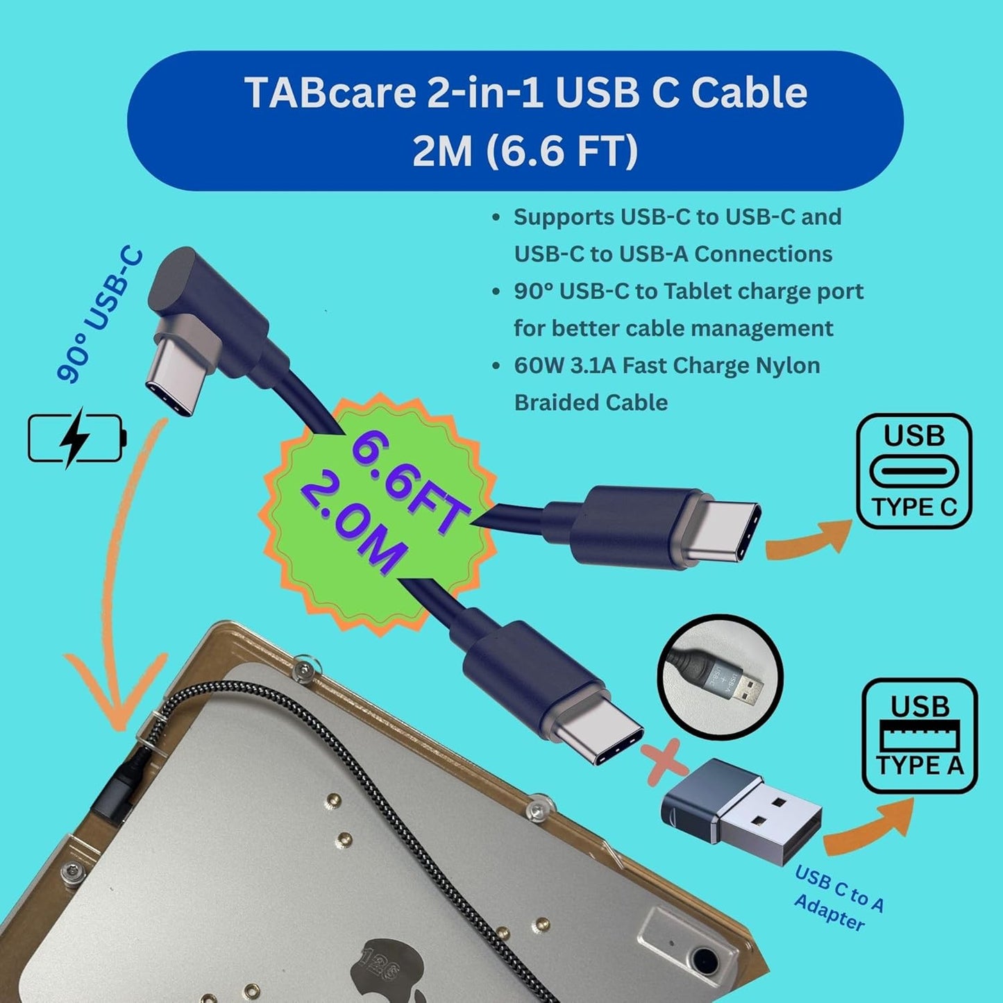TABcare Anti-Theft Acrylic VESA Enclosure for Apple iPad Pro 13" 2024 with Free Wall Mount Kit & 90-Degree Angle USB C Cable (iPad Pro 13" 2024, White)