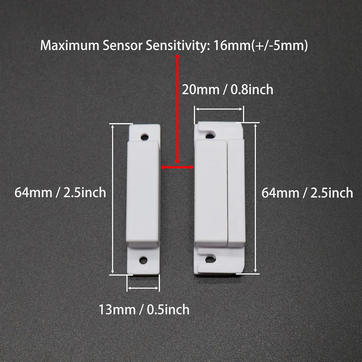 Magnetic Reed Switch NO Surface Mount Wired Door Window Contact Sensor with Cover for Home Security and Burglar Alarm Systems MC-31 5pcs