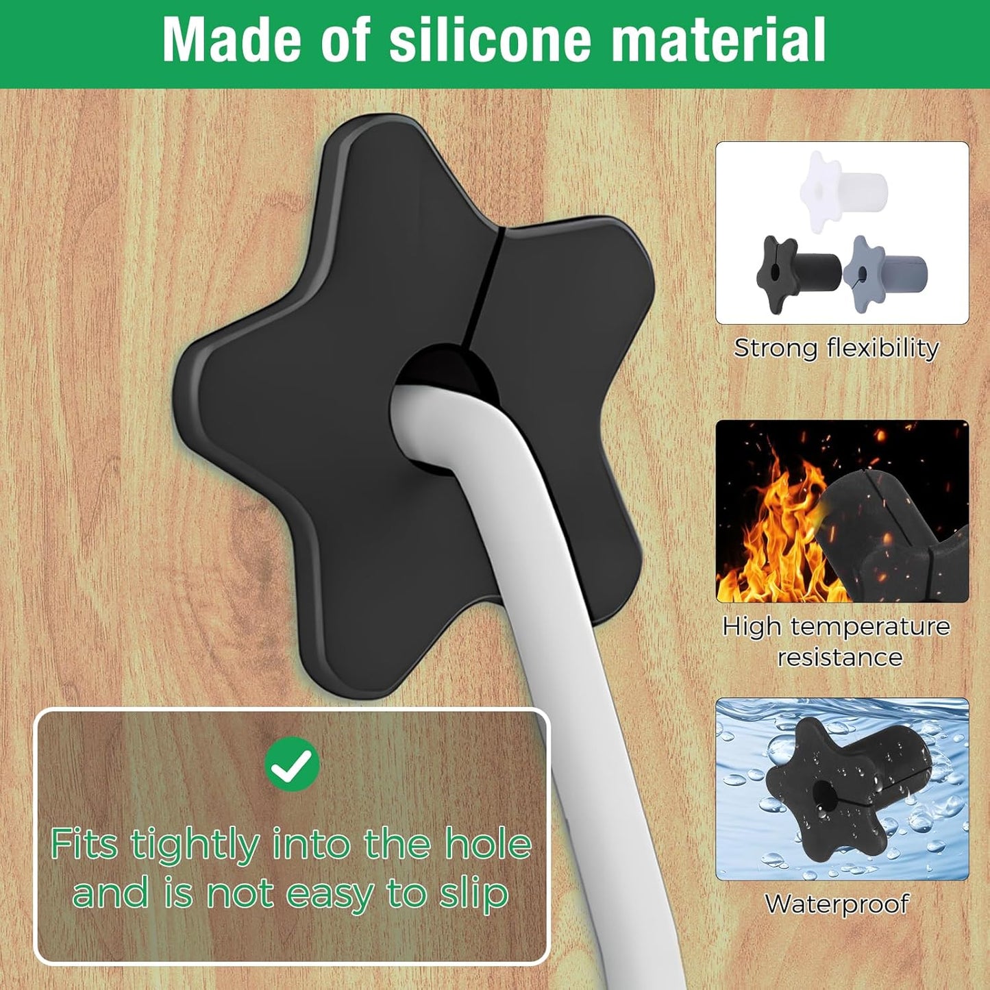 4pc Starlink Cable Grommet 5/8" Silicone Waterproof Wall Hole Pass Through Split Cable Bushings for TV Wire Ethernet Cord, Starlink Cable Routing Kit Accessories, 27.6mm/1.09" Ht, Black