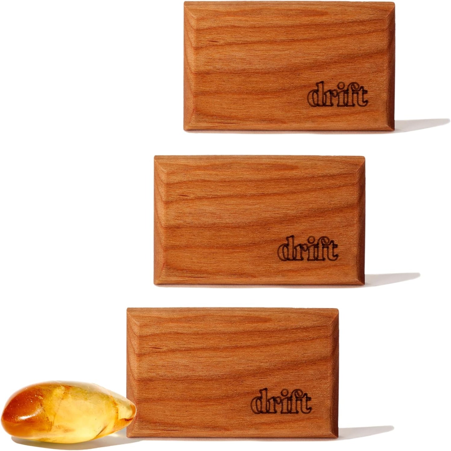 Drift Car Air Freshener - The Original Wood Air Freshener - Car Odor Eliminator - Long Lasting Scent - Metal Clip - Essential Oils - Clean Ingredients - Amber Scent 3 Pack Refill - NO CLIP INCLUDED