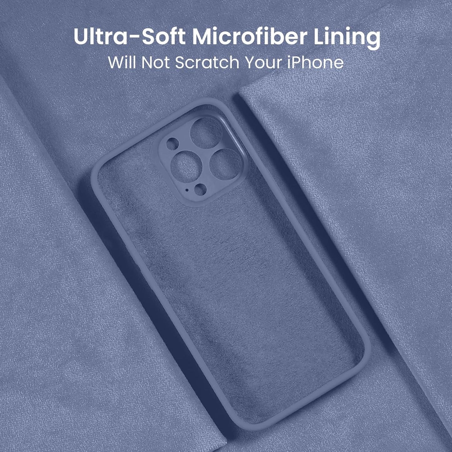 FireNova Designed for iPhone 15 Pro Case, Silicone Upgraded [Camera Protection] Phone Case with [2 Screen Protectors], Soft Anti-Scratch Microfiber Lining Inside, 6.1 inch, Lavender Gray