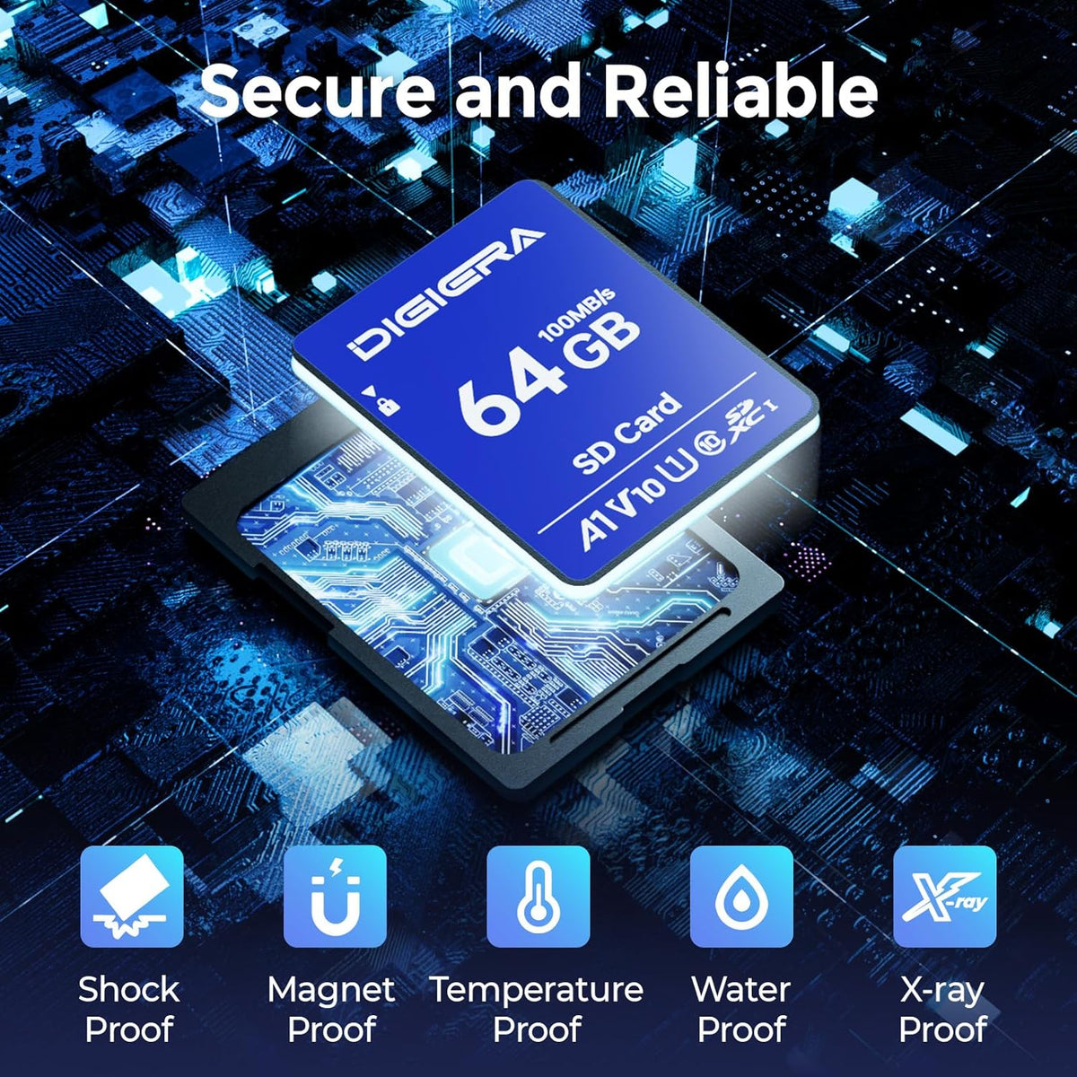 64GB CS100 SDXC UHS-I Memory Card - up to 100MB/s, C10, U1, V10, Full HD, SD Card for Computers, Digital Cameras, Home Theatre Devices, Car Navigation Systems (1 Pack)