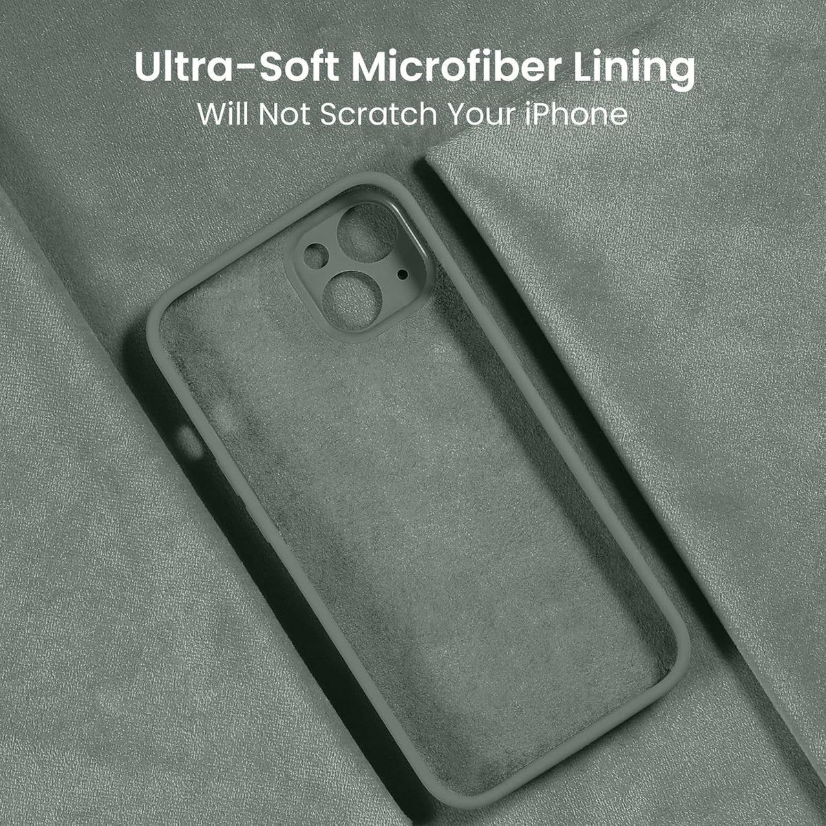 FireNova Designed for iPhone 13 Case, Silicone Upgraded [Camera Protection] Phone Case with [2 Screen Protectors], Soft Anti-Scratch Microfiber Lining Inside, 6.1 inch, Calke Green