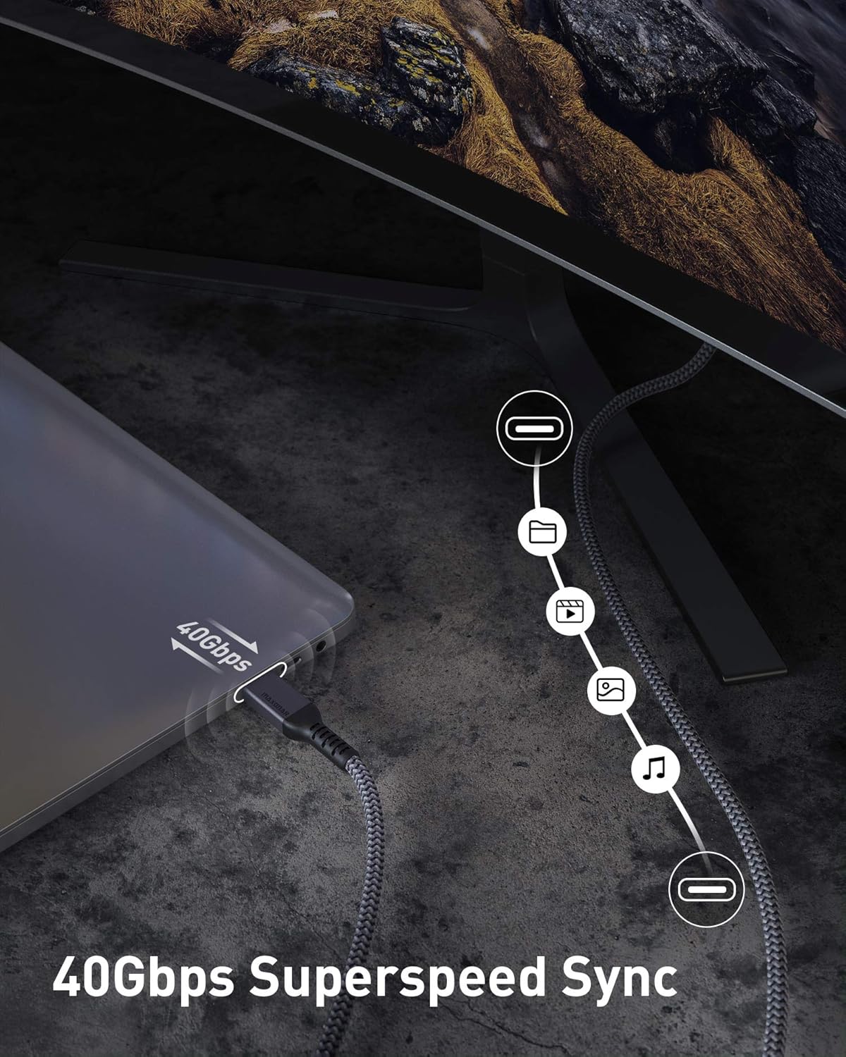 Maxonar [4Ft] Thunderbolt 4 Cable, 240W Thunderbolt Cable 40Gbps Sync 8K/5K@60Hz Display and for Thunderbolt 4, Thunderbolt 3, USB4, and USB-C Devices
