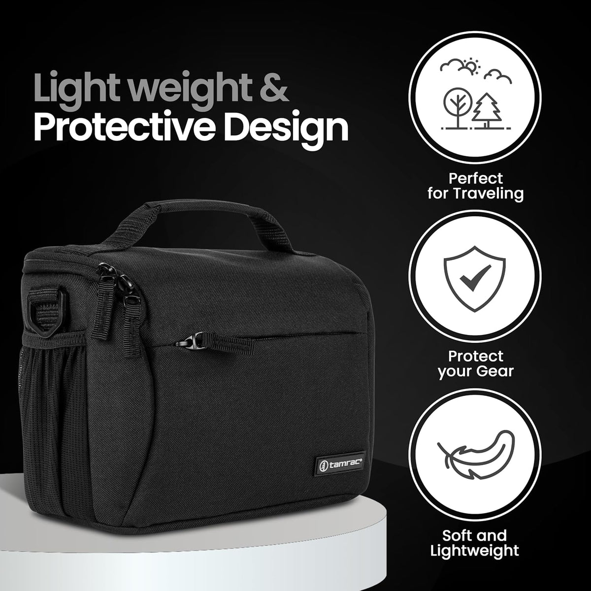 Tamrac Jazz 45 v2.0 Camera Bag for Photographers, Camera Case for Photography Accessories, Shoulder Bag for DSLR and Mirrorless Cameras, Crossbody Camera Bag, Travel Camera Carrying Case – Black