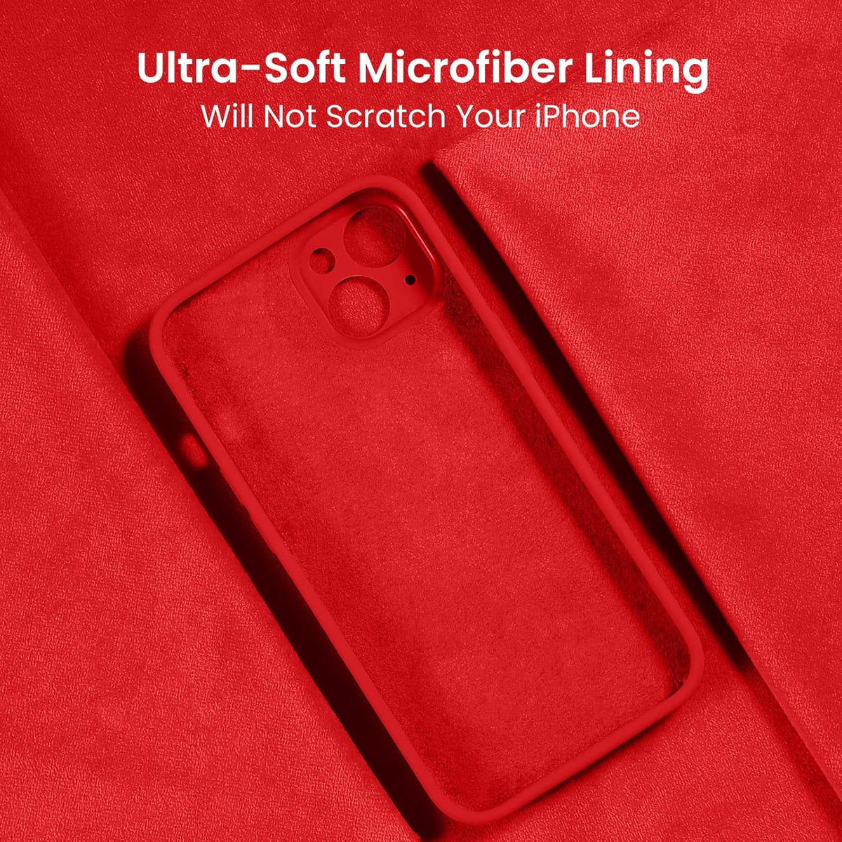 FireNova Designed for iPhone 13 Case, Silicone Upgraded [Camera Protection] Phone Case with [2 Screen Protectors], Soft Anti-Scratch Microfiber Lining Inside, 6.1 inch, Red