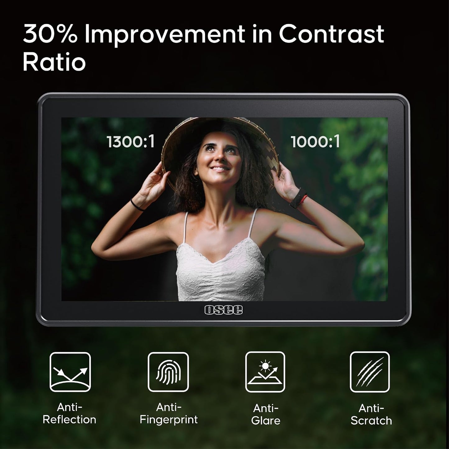 Osee G7 Pro 7 Inch Touchscreen Camera Monitor, 3000Nits HDR Field Monitor with Camera Control, Touch to Focus DSLR Monitor with 3G-SDI 4K HDMI in/Out, 3D-LUT New UI Flexible Power Supply