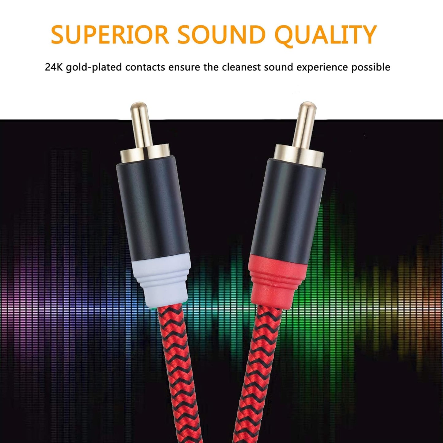 RCA Cable 40Ft,2Rca Male to 2-RCA Male Audio Stereo Subwoofer Cable [Hi-Fi Sound] Nylon-Braided Auxiliary Audio Cord for Home Theater, HDTV, Amplifiers, Hi-Fi Systems,Speakers and etc(40Ft/12M)