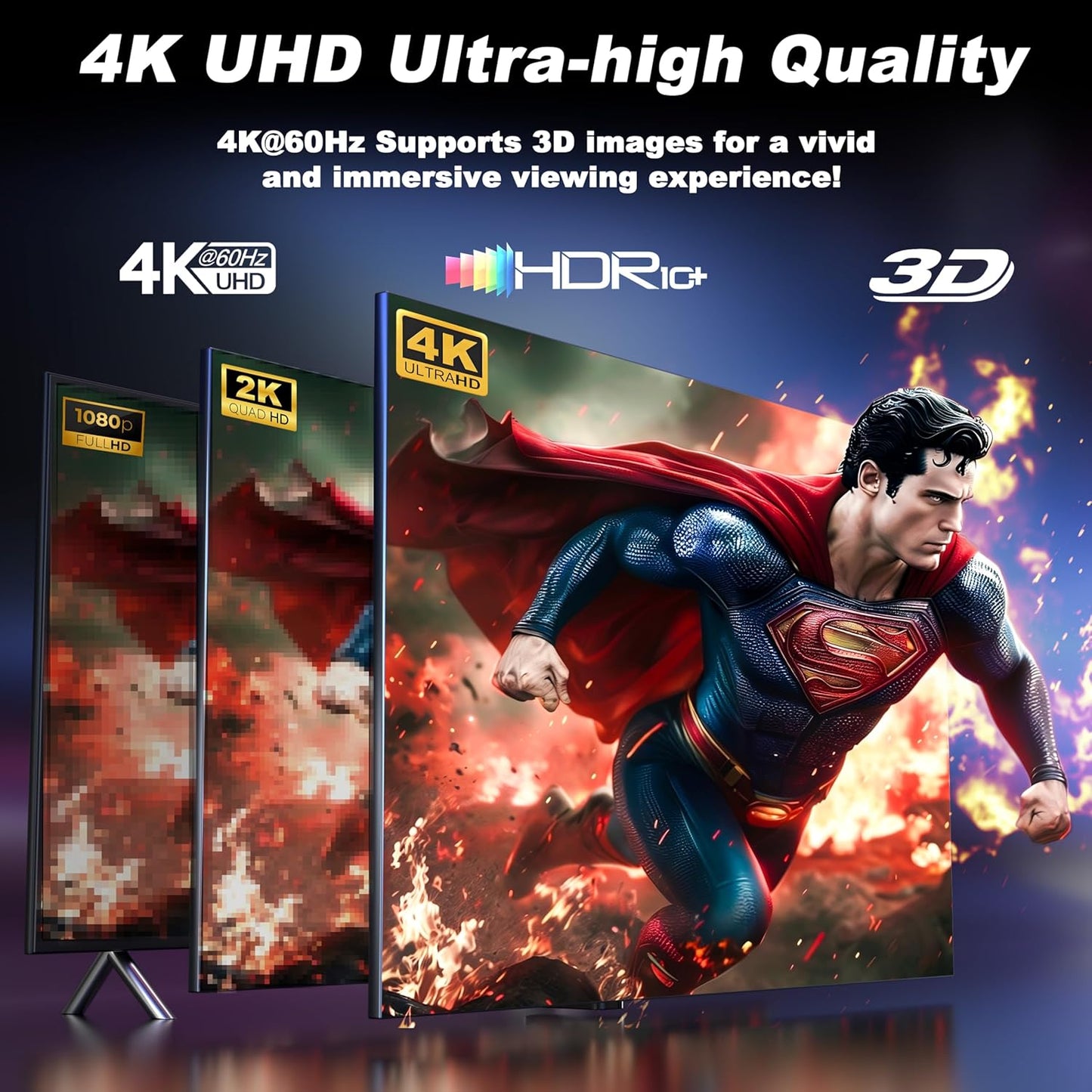 HDMI Switch 3 in 1 Out, 4K@60Hz Switcher, Auto-Switching HDMI 2.0 Switcher with Remote, HDCP 2.2/HD R/3D, Works with PS5/PS4/Switch/Xbox/PC