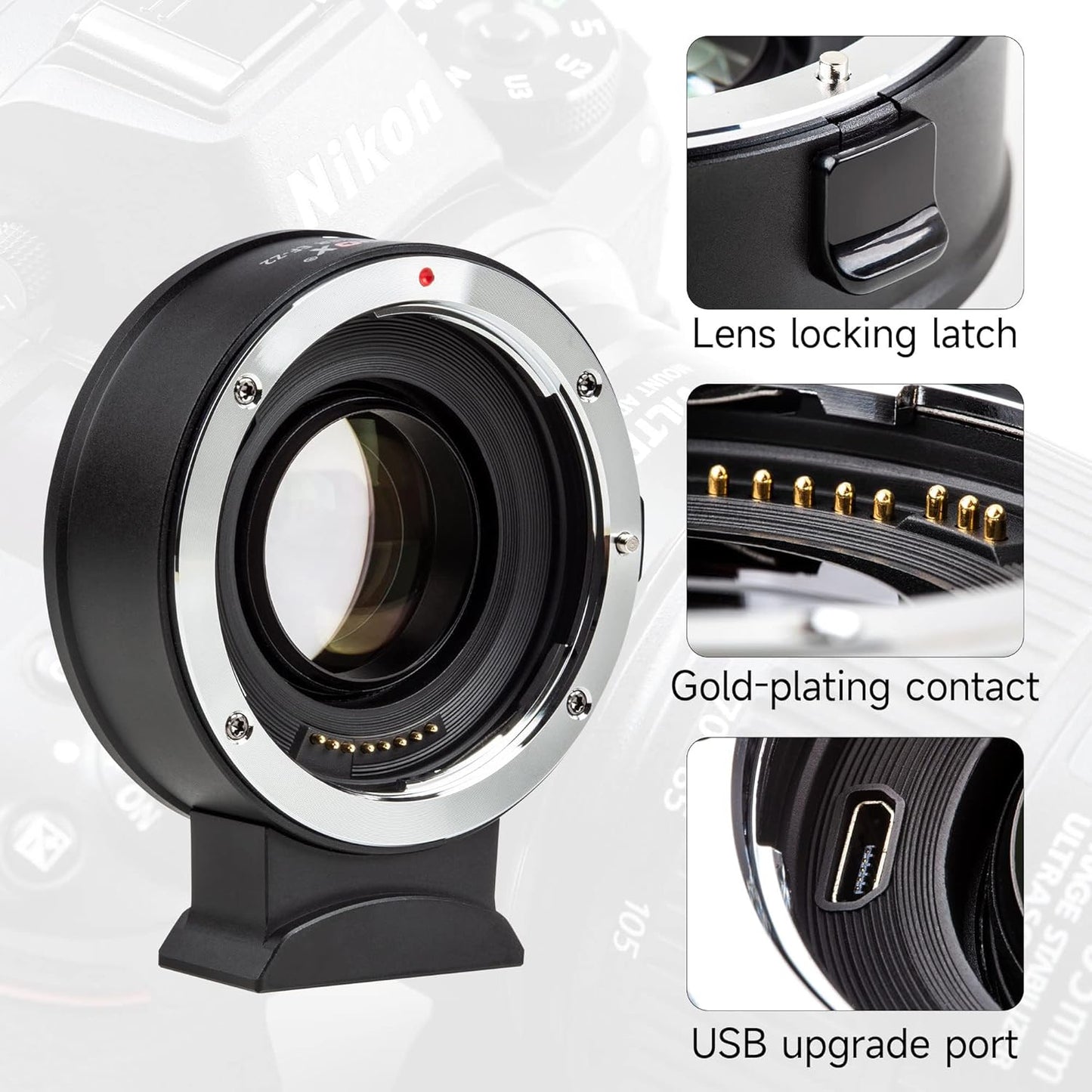VILTROX EF-Z2 Auto Focus Lens Adapter 0.71x Reducer Speedbooster Lens Converter Compatible with Canon EF Mount Lens to Nikon Z Mount Mirrorless Cameras Z5 Z6 Z6II Z7 Z7II Z50 Zfc