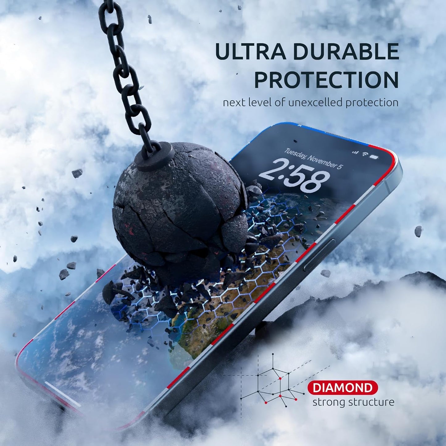 15 Pro Screen Protector for iPhone – (2-Pack) USA Flag & Black Frame Design - Tempered Glass Screen Protector for iPhone 15 Pro 9H Hardness Full Coverage - Oleophobic Coating with Easy Installation