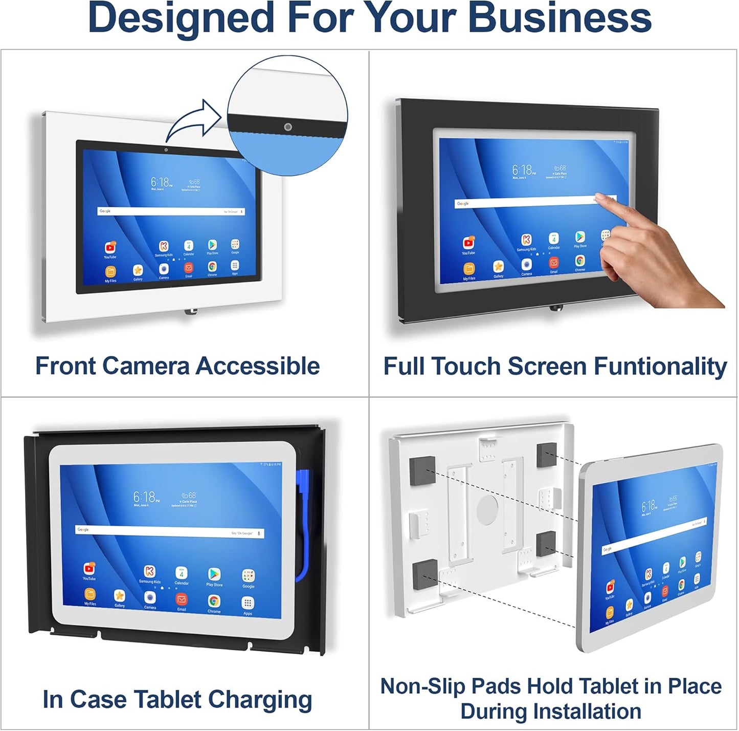 TABcare Locking Anti-Theft Metal Case for Samsung Galaxy TAB A 10.1 2019 Tablet for Kiosk, POS, Store, Show Display, Time Clock (TAB A 10.1 2019 SM-T510, Black)