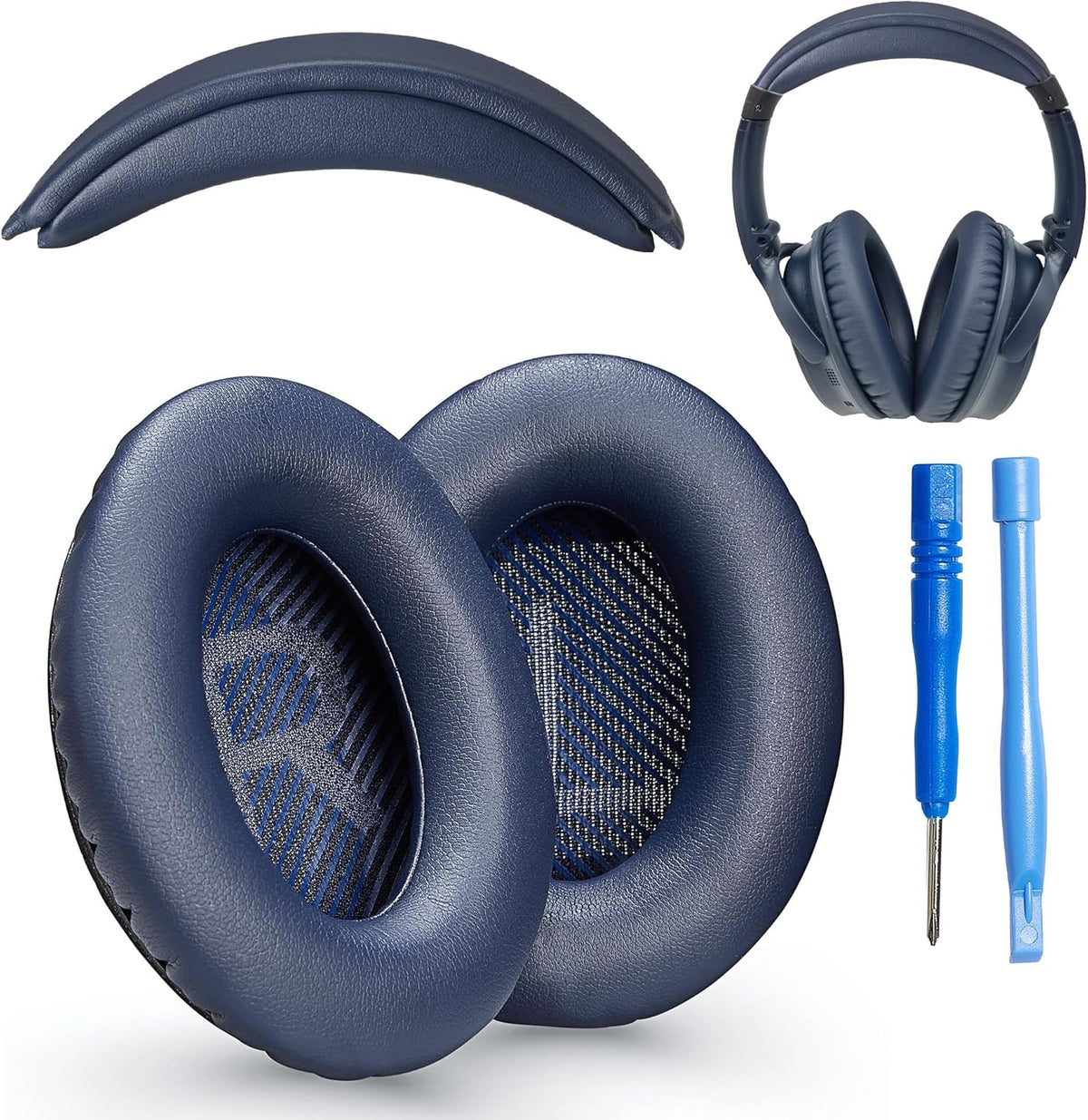AHG QC35 earpads / QC35 ii Headband pad Cushion kit. Compatible w/Bose QuietComfort 35 ii / QC35 Headphones (MNB). Premium Headband Design | Seamless DIY Assembly | Superior Comfort and Durability