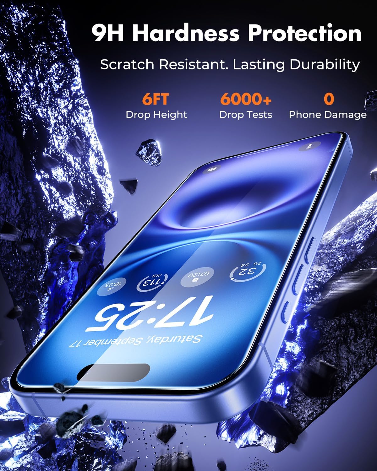 UNBREAKcable 3-Pack Screen Protector for iPhone 16, Double Shatterproof Tempered Glass [Easy Installation Frame] [9H Hardness] [99.99% HD Clear] [Case Friendly] for iPhone 6.1 inch