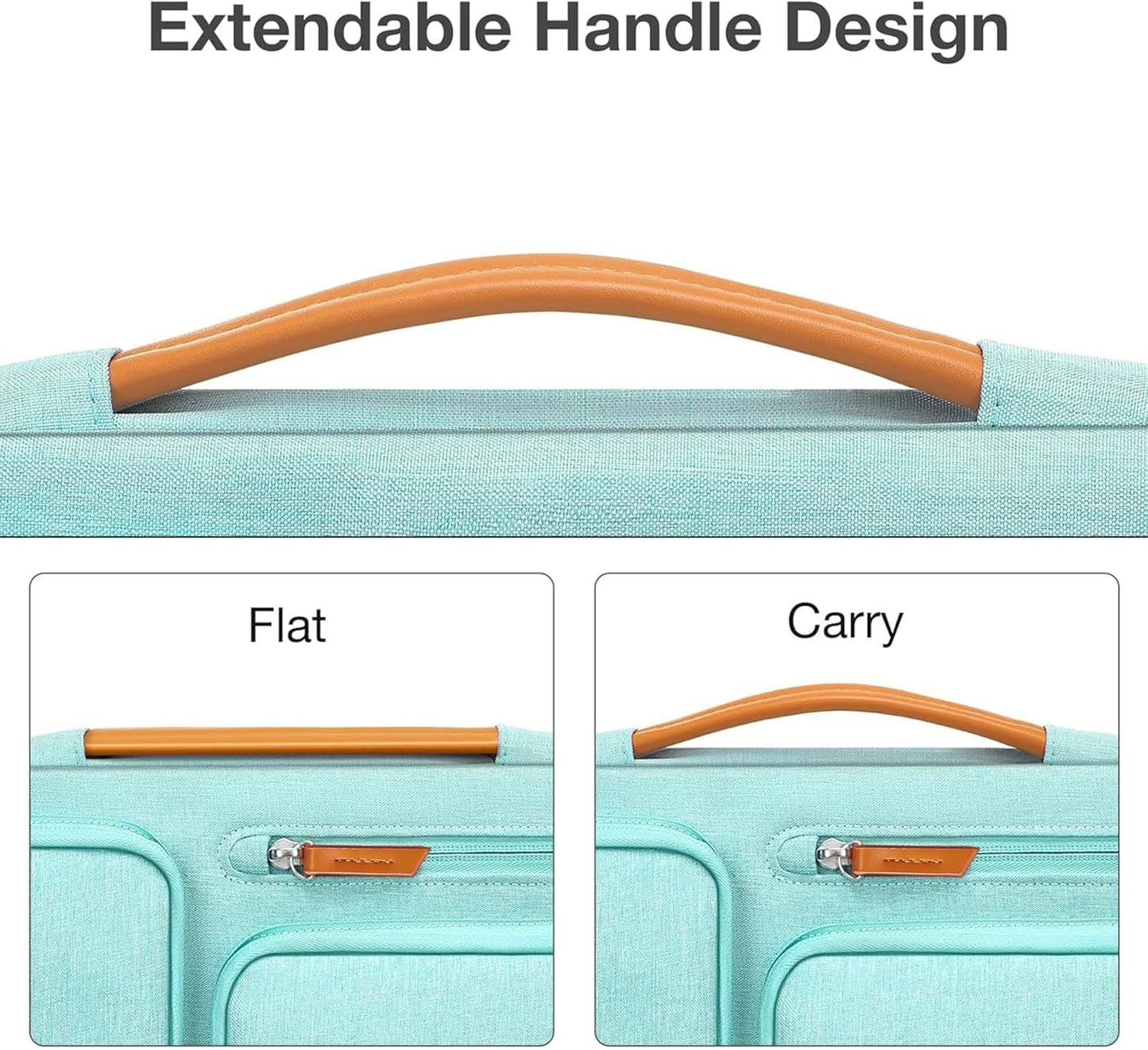 MOSISO 360 Protective Laptop Case 15 inch, 15 inch Laptop Sleeve Compatible with MacBook Air M4 M3 M2 2025 2024 2023, Dell XPS Plus, Side Open Carrying Case with 4 Zipper Pockets&Handle, Aqua Green