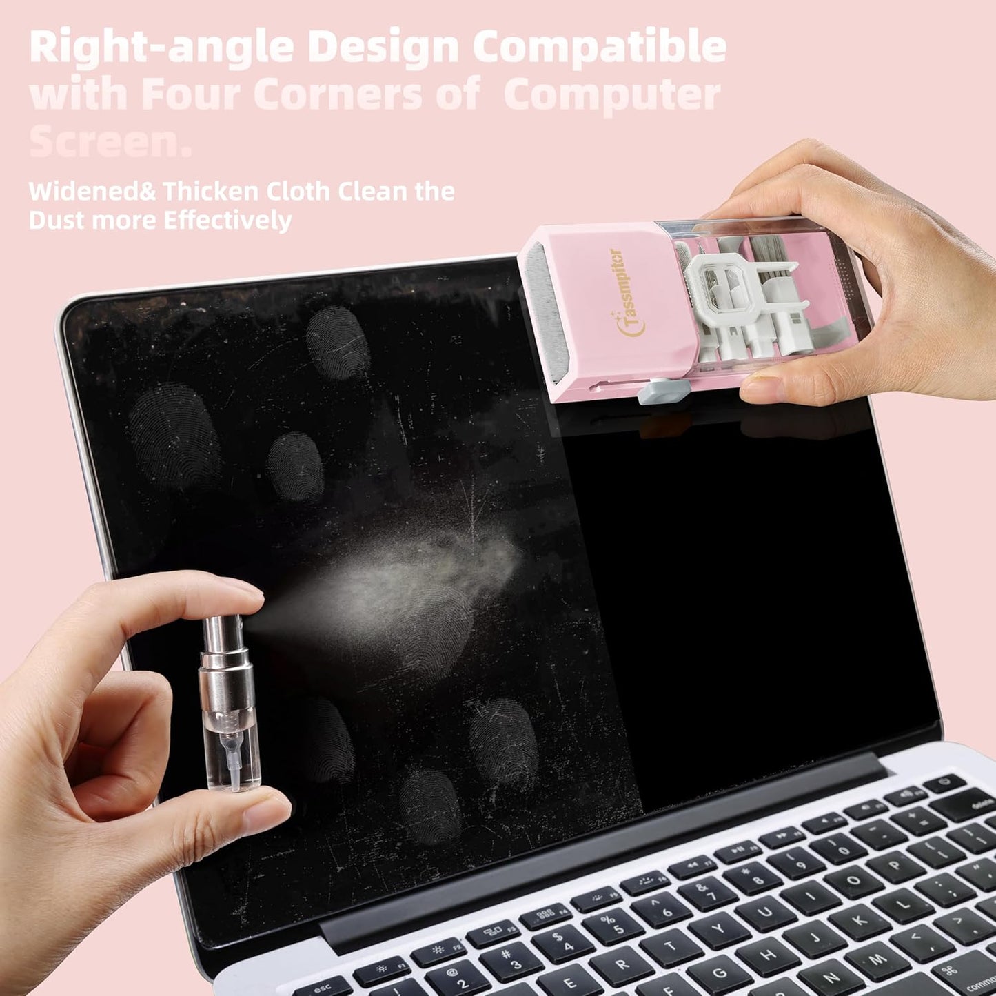 Keyboard Cleaning Kit, All in 1 Laptop Cleaning Kit for MacBook iPhone iPad Camera Lens Airpods Computer, Compact Keyboard Cleaner with Spray and Brush, Multitool for Electronic Screen