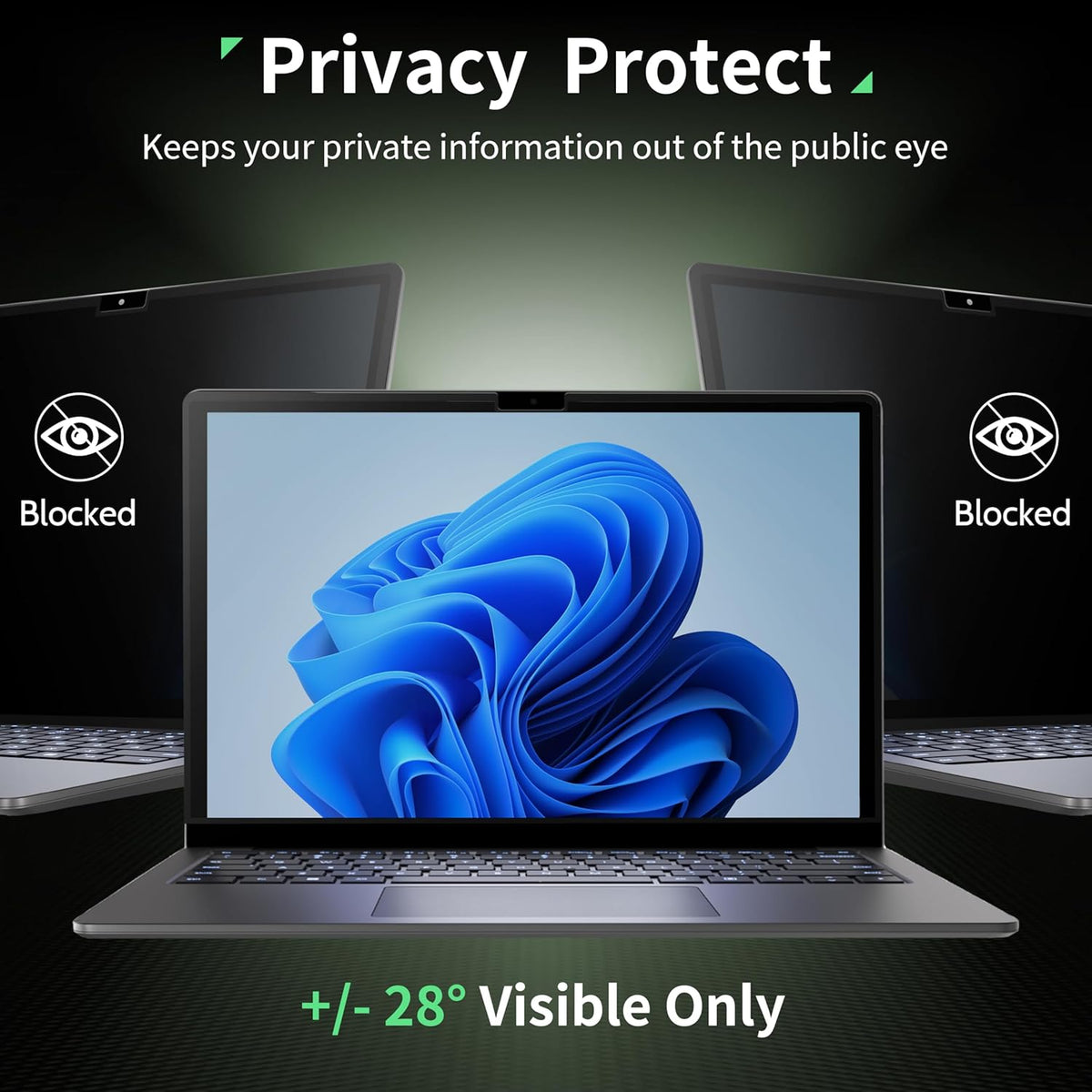 Nano 15 Inch Privacy Screen for Microsoft Surface Laptop 6/5/4/3/2/1, Removable Film Anti-Spy Filter Black Security Protector, Anti Glare Blue Light Shield Matte Screen Guard