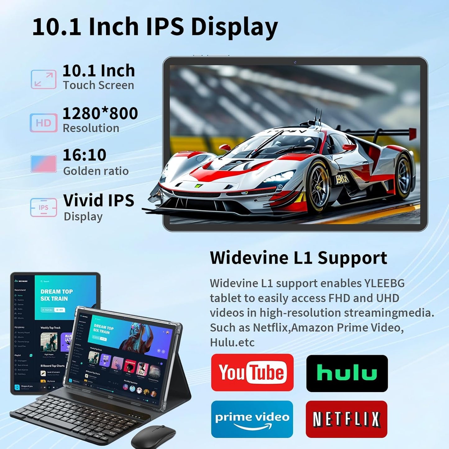 Android Tablet with Keyboard,10 inch Android 15 tablet, 24GB RAM 128GB ROM, 1TB Expand, Octa-Core, Widevine L1, 2.4G/5G WiFi, 8000mAh, Bluetooth, GMS, 2 in 1 Tablet with Case, Mouse, Stylus（Pink)