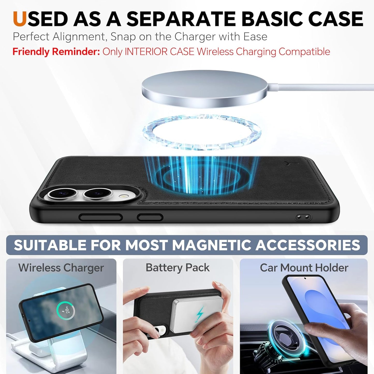 TUCCH Wallet Case for Galaxy S25 Edge, Removable 2 in 1 RFID Blocking [4 Card Slot] Wrist Strap [Wireless Charging] Kickstand PU Leather Magnetic Detachable Protective Cover for Galaxy S25 Edge, Black