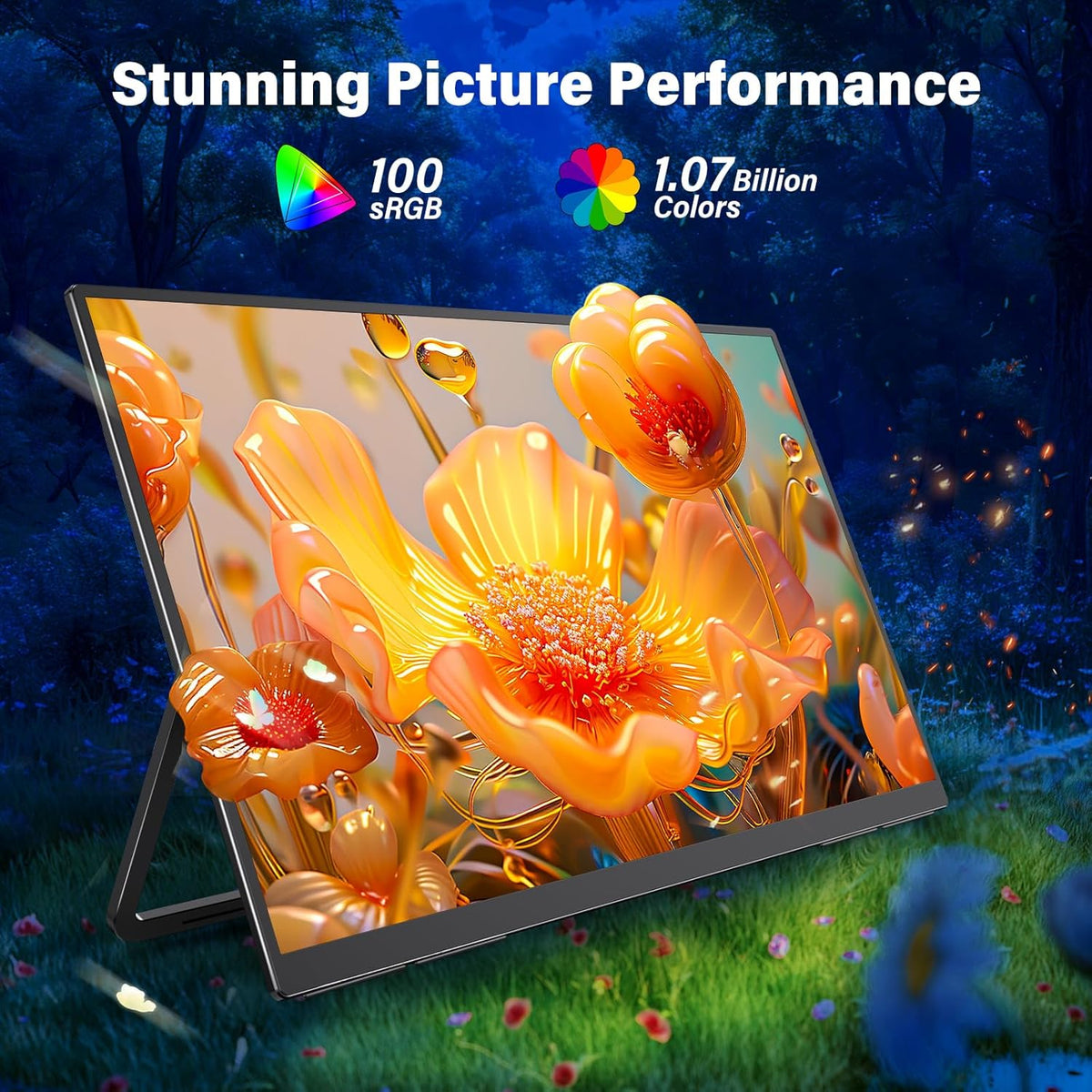 2K 180Hz Portable Gaming Monitor, 23.8" 2560x1440 QHD Fast IPS ∆E<2 100% sRGB Portable Monitor w/180° Adjustable Stand Type-C HDMI Eye Care External Second Screen for Laptop Phone PS4 PS5 Switch Xbox