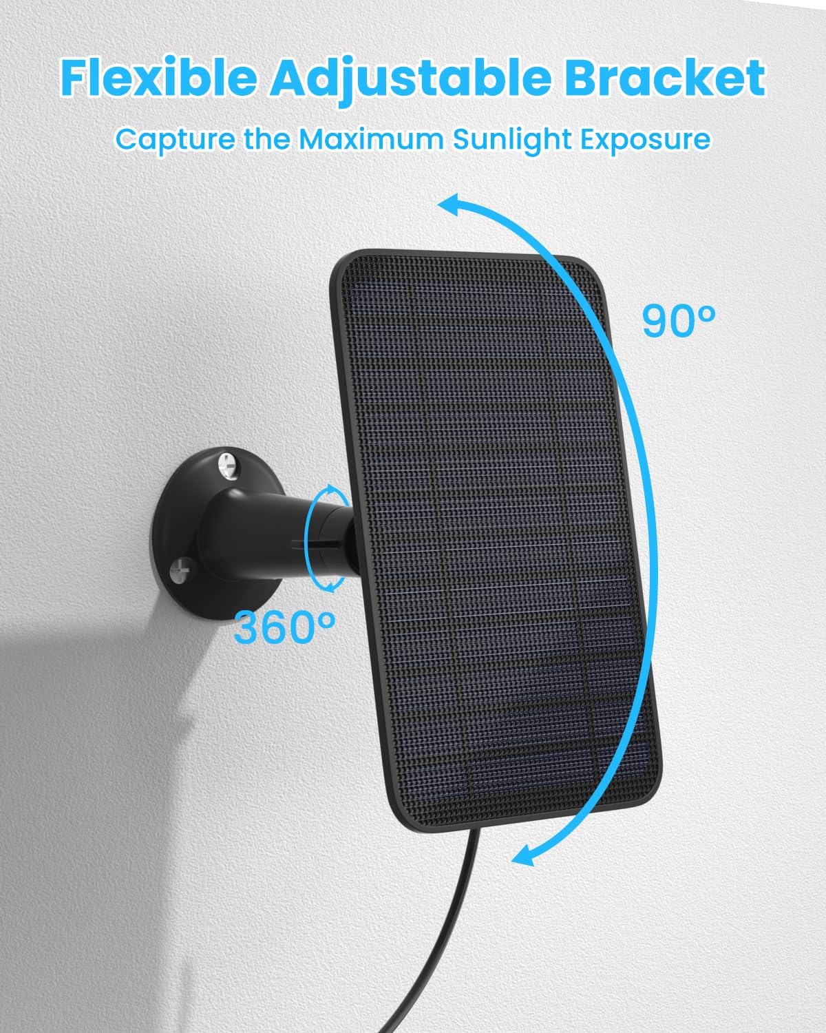 5W Solar Panel Charger Compatible with Blink Outdoor/Outdoor(3rd Gen)/XT XT2 Camera, Solar Panel for Blink Camera, 13.1ft Charging Cable & Rubber Plug, IP65 Weatherproof with Secure Wall Mount, 2 Pack