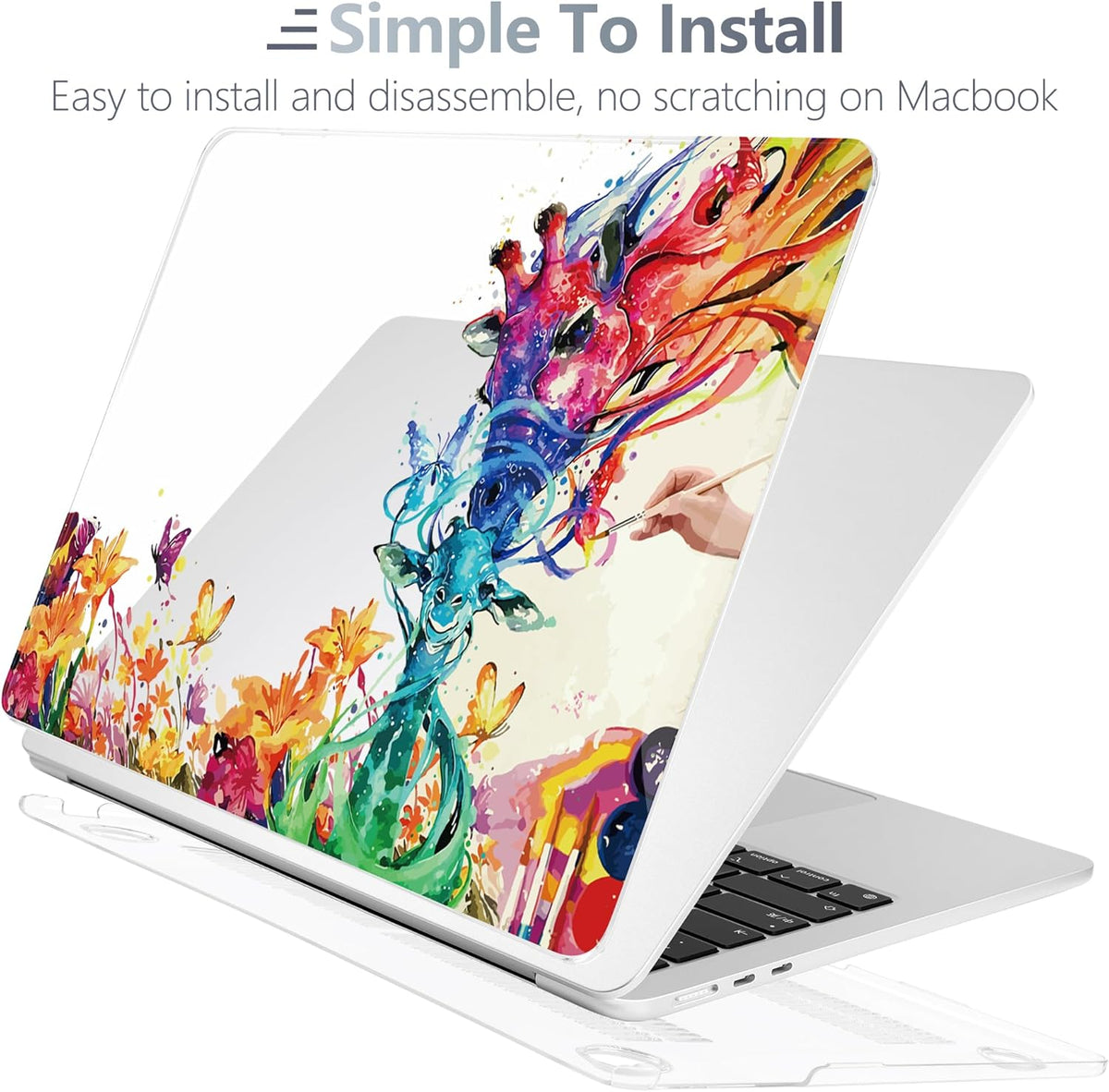 Batianda Premium Case for New MacBook Air 15 inch 2025 M4 2024 2023 with M3 M2 Chip Model A3114 A2941, Designed Protective Plastic Hardshell & Keyboard Cover & Screen Protector, Colorful Deer