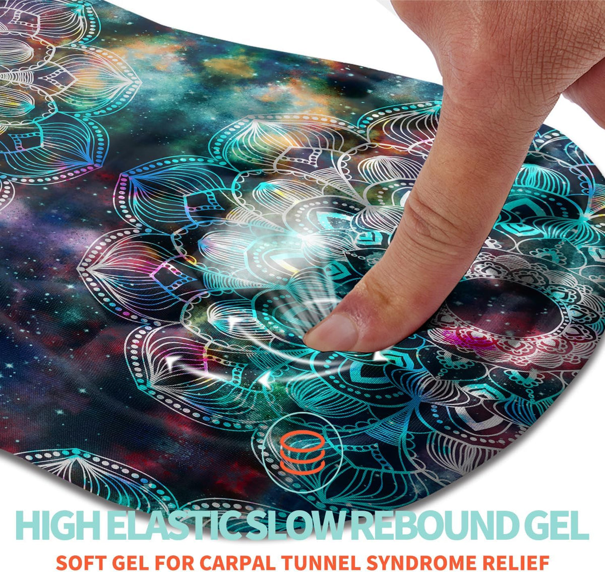 Ergonomic Mouse Pad Wrist Support with Memory Foam Massage Bulge, Carpal Tunnel Pain Relief Mousepad Wrist Rest for Mouse(12x8 inch, Mandala)