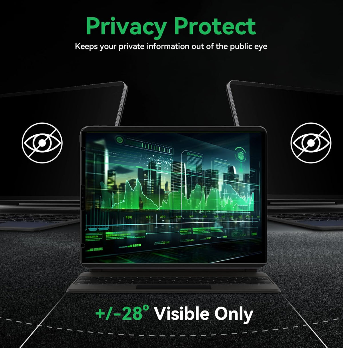 Magnetic Privacy Screen Protector Compatible with iPad Pro 11/Air4/Air5 10.9 In 2018-2022, Anti Glare Blue Light Film Anti-Spy Filter, Bubble-Free Shield Easy Install Guard Removable Cover