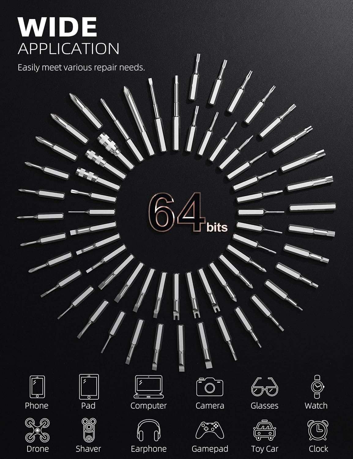 iFu Mini Electric Screwdriver, 90 in 1 Precision Screwdriver Set – Small Cordless Power Screwdriver with LED Light & 64 Magnetic Bits, Repair Tool for Phone Laptop Camera Watch Computer