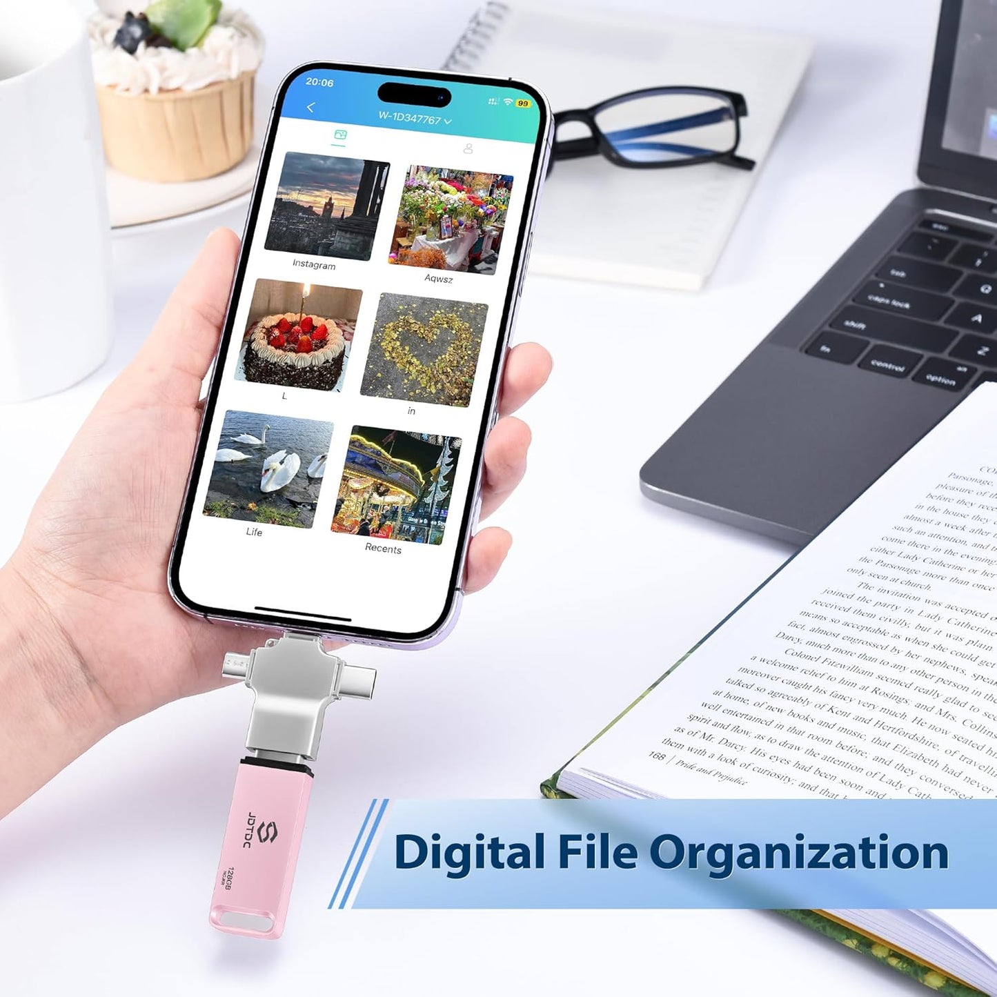 Multiport-Photo-Stick-USB-Flash-Drive 128GB | Truly Automatic Backup for iPhone iPad Android PC Mac | Offline Secure Photo Backup Storage Easy Photo Backup & Transfer Device Picture Saver MemoryStick