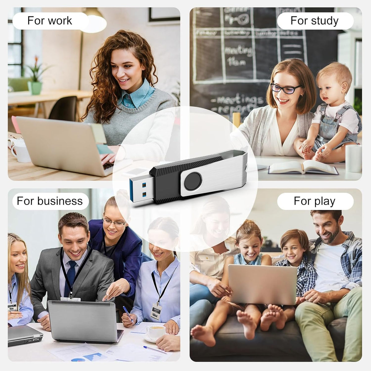 TOPESEL 5 Pack 64GB USB 3.0 Flash Drives, Thumb Drives for PC and Laptops