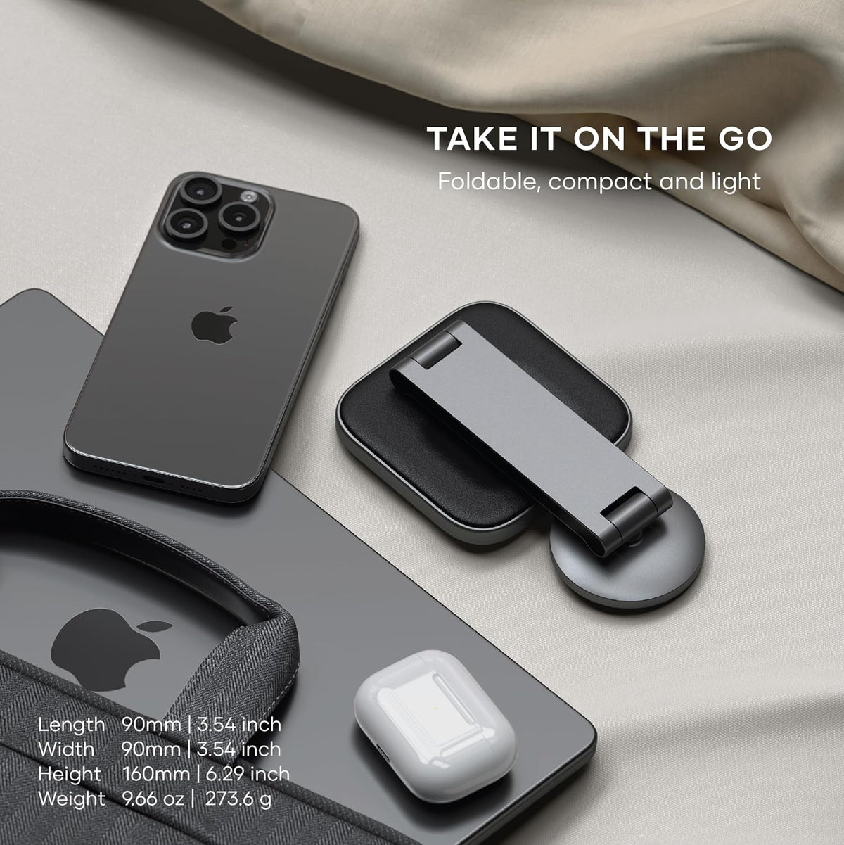 Satechi 2 in 1 Wireless Charger, Qi2 15W Dual Wireless Charger Stand, Magnetic, Foldable Travel Charger Station for iPhone 16/15/14/13/12, and AirPods Pro/3/2