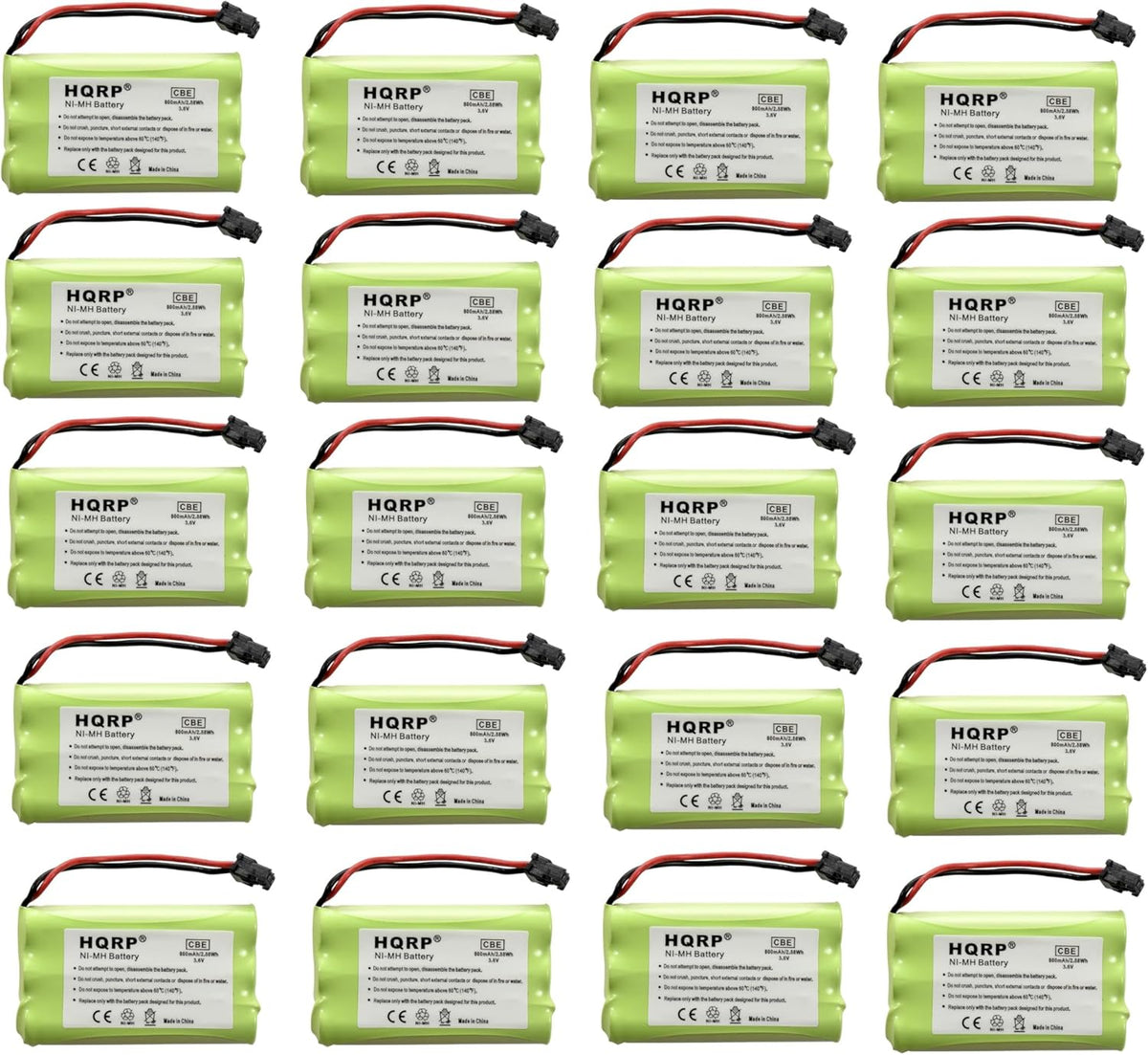 HQRP 20-Pack Cordless Phone Battery Compatible with Uniden PowerMax 5.8GHz 30878864022, Powermax 2.4 GHz, GE TL26402, GP 80AAALH3BMX, 80AAALH3BMZ Replacement