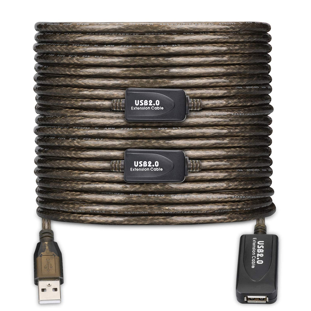 130 FT USB Extension Cable, USB 2.0 Type A Male to A Female Active Repeater Extension Cable 130 ft, High Speed 481 Mbps