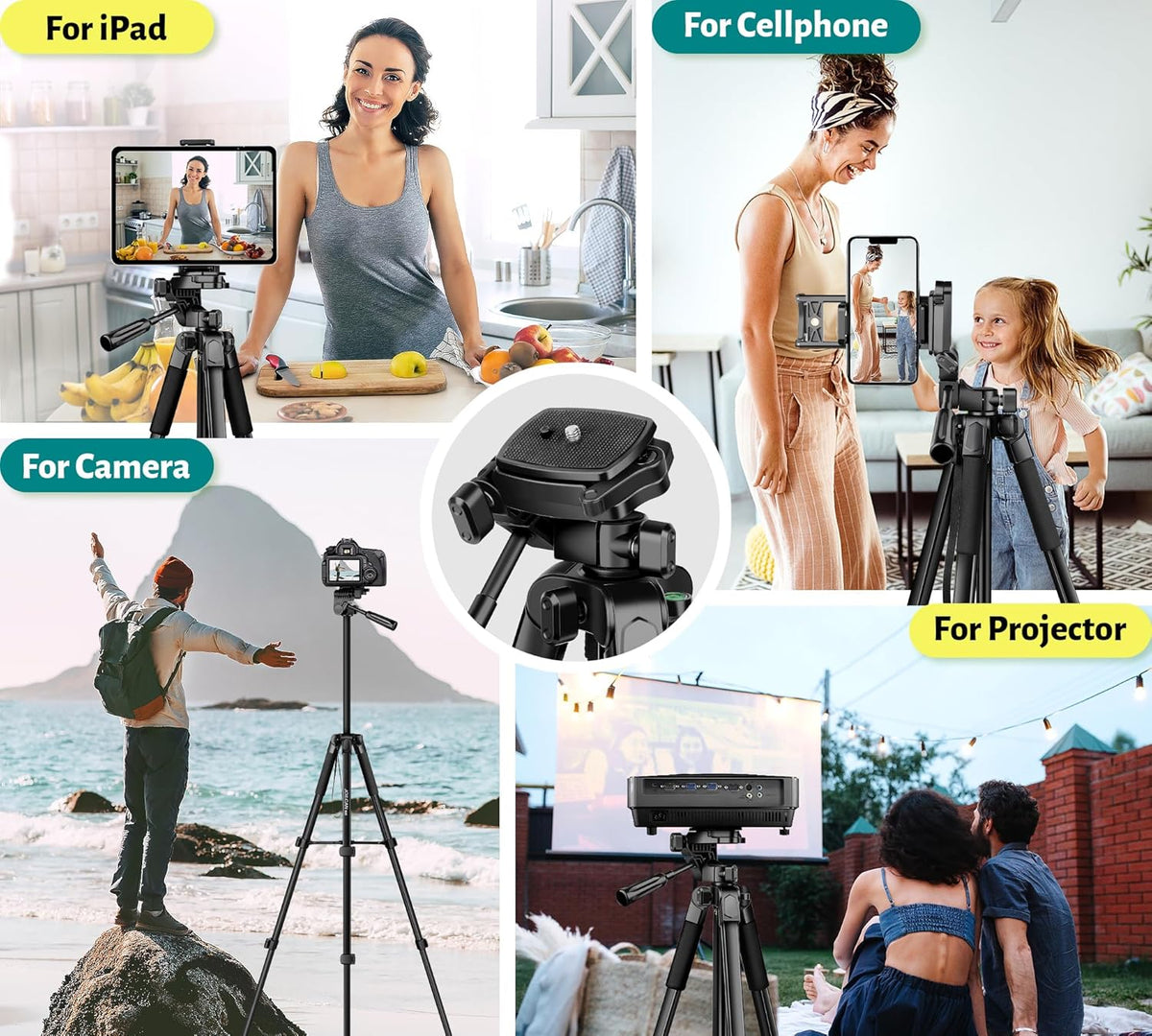 JOILCAN Phone Tripod, 67" Camera Tripod Stand for iPhone iPad, Professional Aluminum Travel Tripods with Wireless Remote and Carry Bag for Cellphone Photo Video Recording Vlog