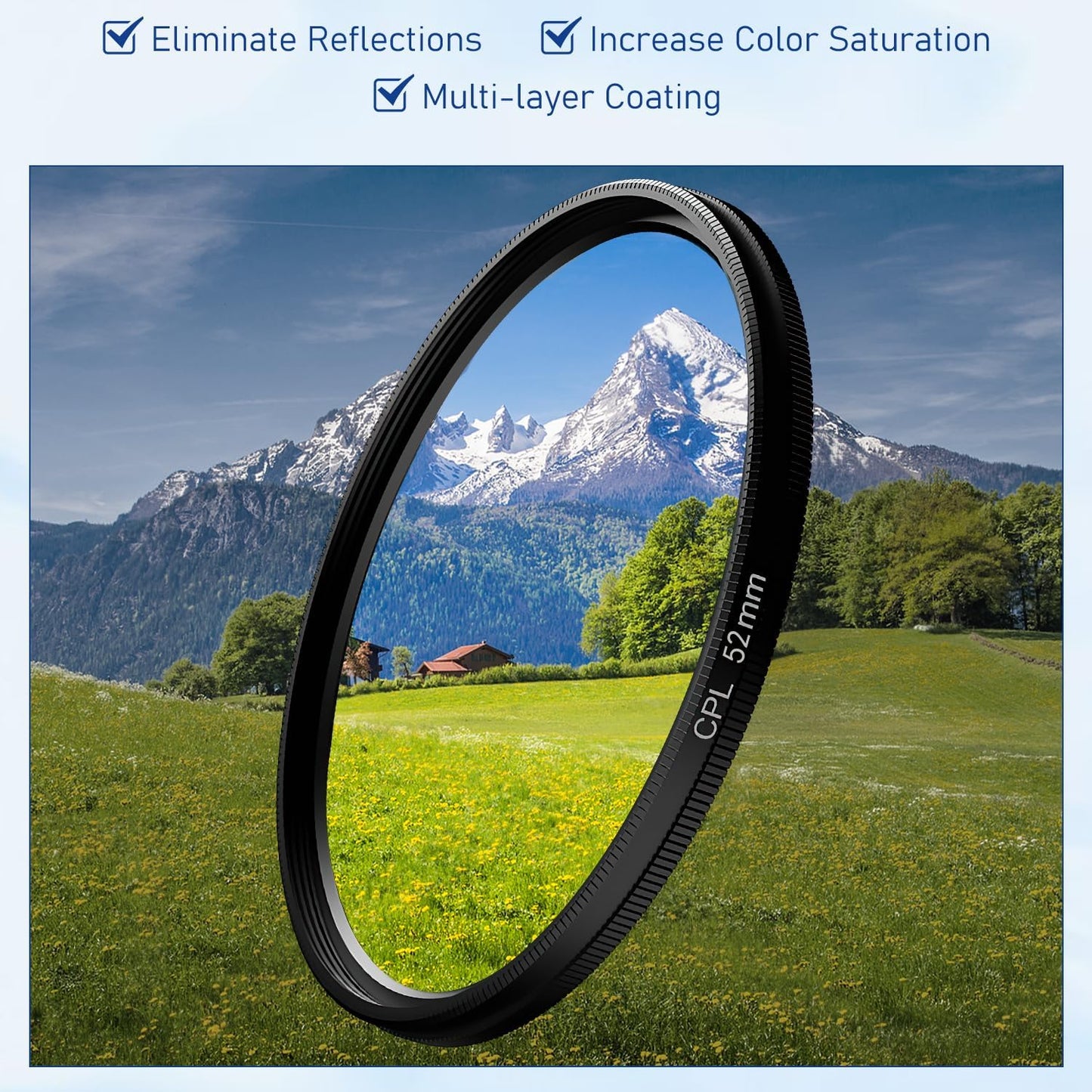 52mm Clip-0n CPL Phone Cameralens Filter Kit, Circular Polarizer Polarizing Filter, Clearer HD Backlight Phone Filter Set,Compatible for iPhone 16 15 14 13 12 11 (1 Set)