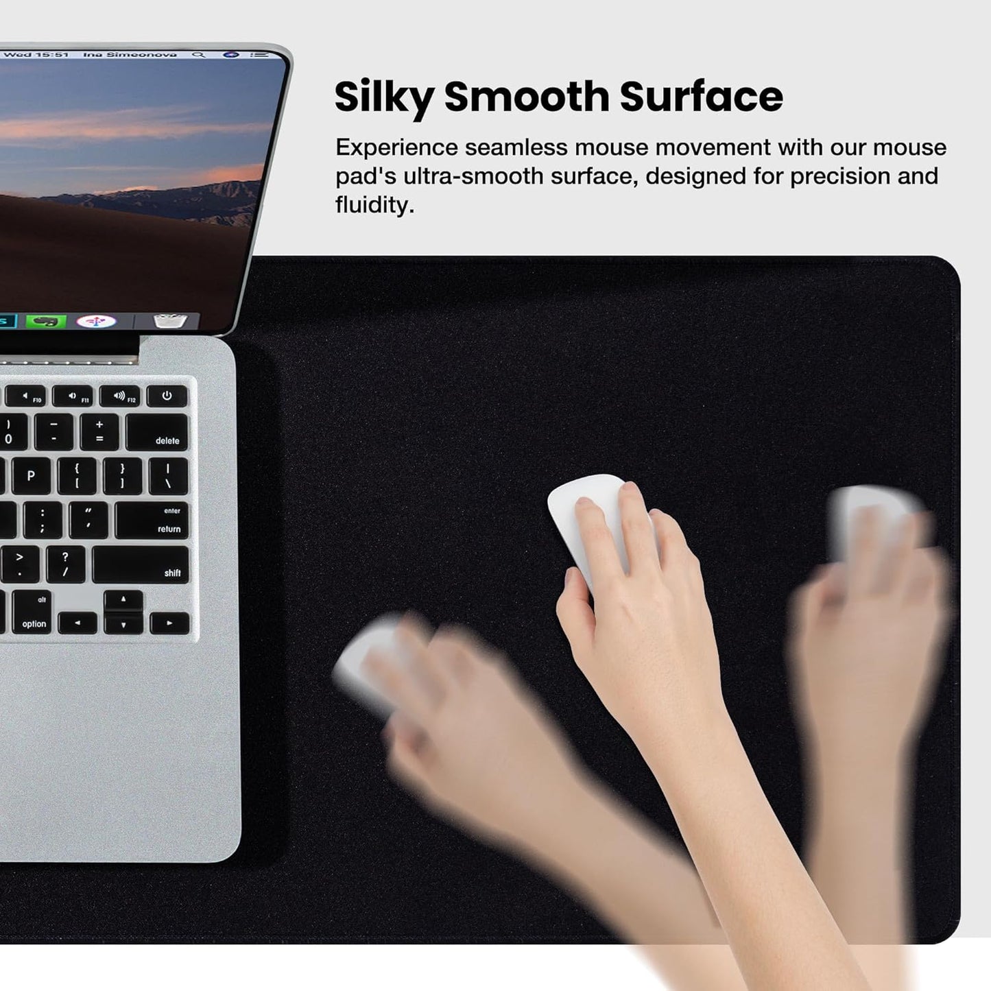 ALOANES Black Waterproof Desk Mat, Large Mouse Pad with Extended Mouse Mat, with Anti Slip Base, Stitched Edge, Grain Jacquard Surface, Perfect for Gamer, Office & Home, XXL 11.81''x31.50''x0.12''